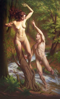 Apollo and Daphne - Original Oil Painting of Mythological Lovers from Greek Myth