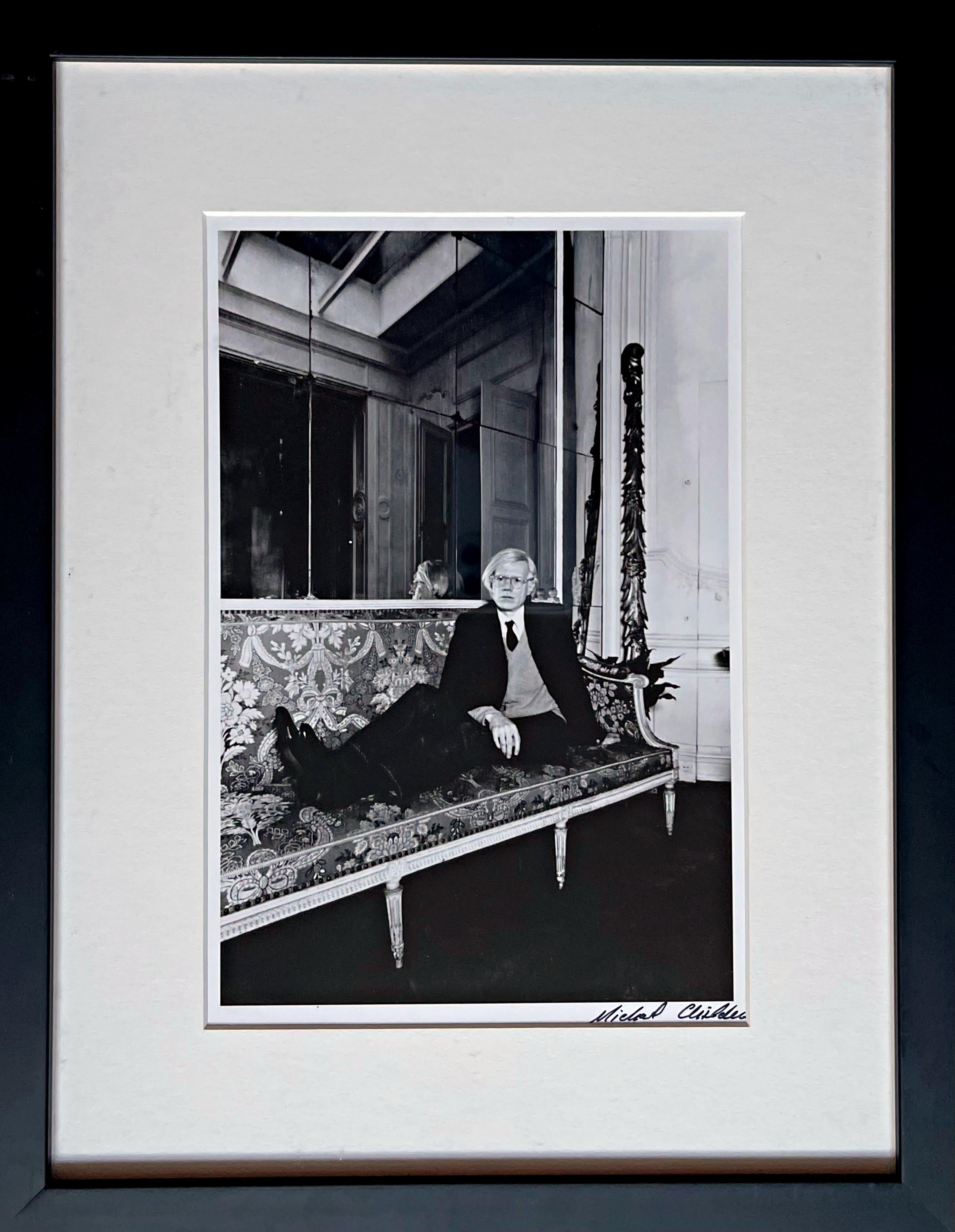 Andy Warhol in Paris, 1980, signed photograph, acquired from Palm Springs Museum - Print by Michael Childers