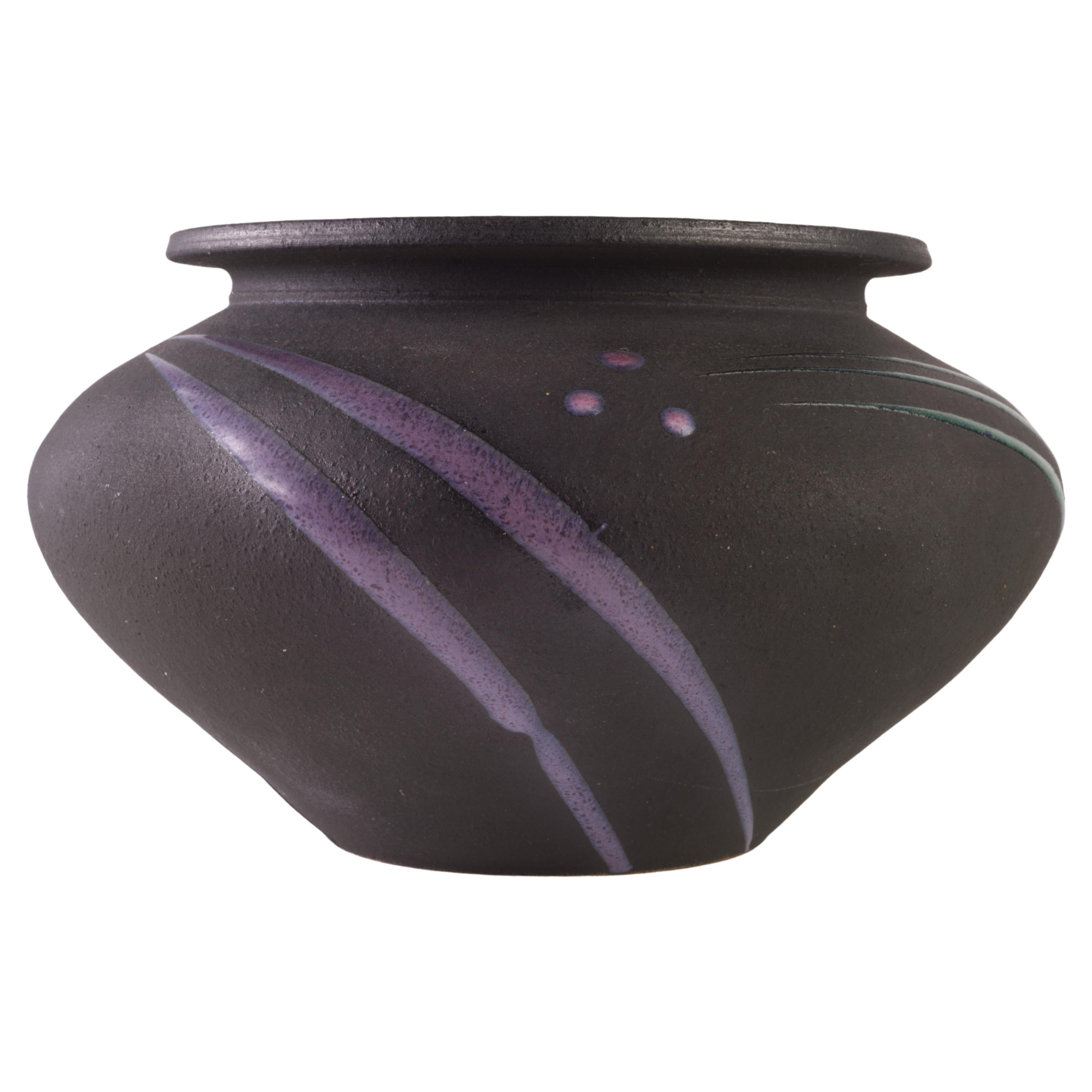 Michael Cho Art Pottery Postmodern Vase Black For Sale