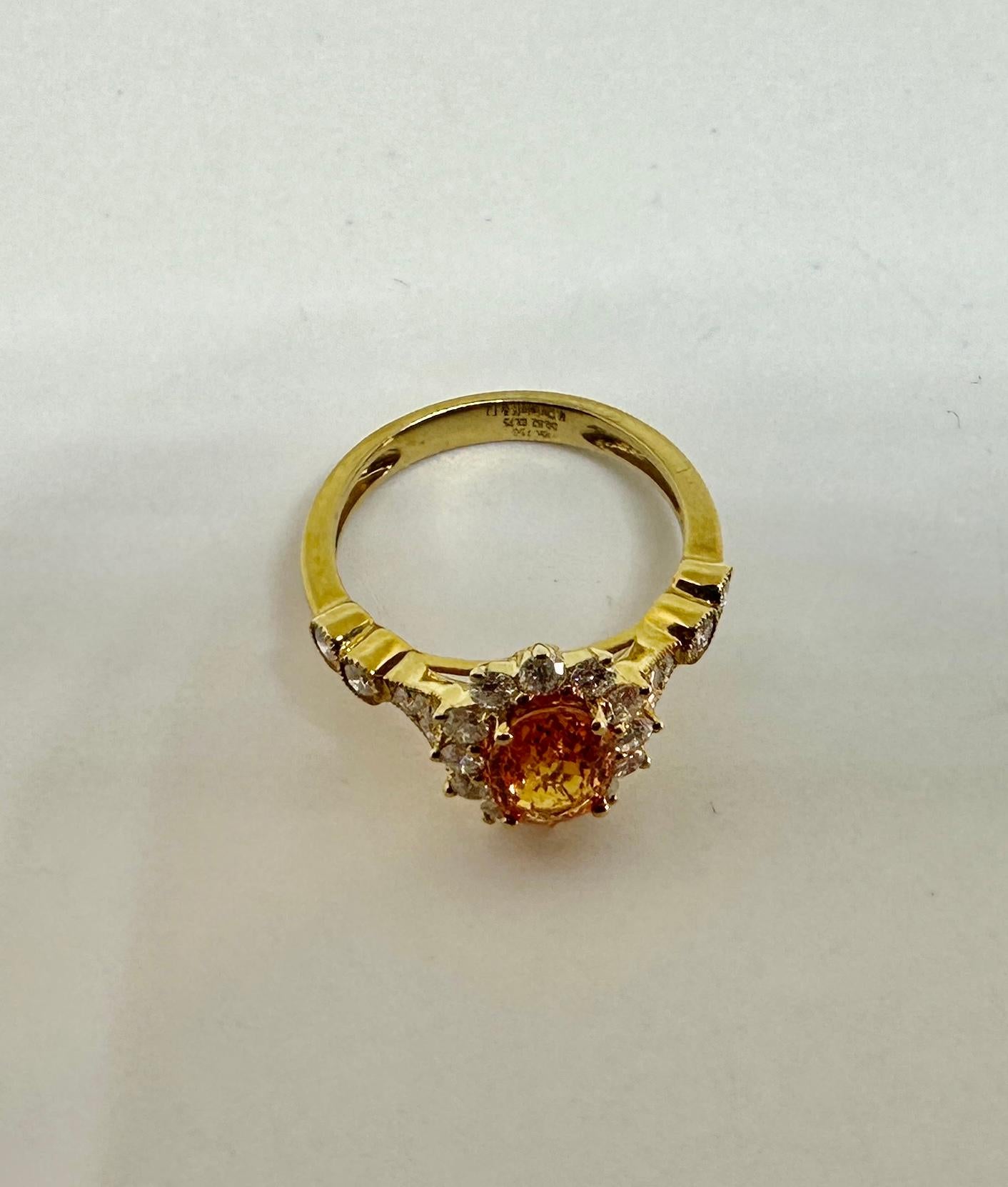Michael Christoff 1,75 Karat Orange Spessartit Granat Diamantring 18K Gold GIA im Angebot 5