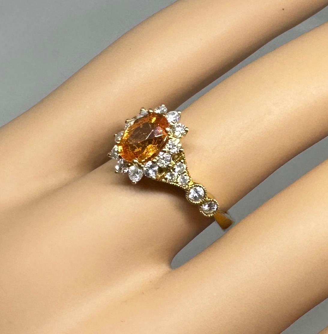 Michael Christoff 1,75 Karat Orange Spessartit Granat Diamantring 18K Gold GIA Damen im Angebot