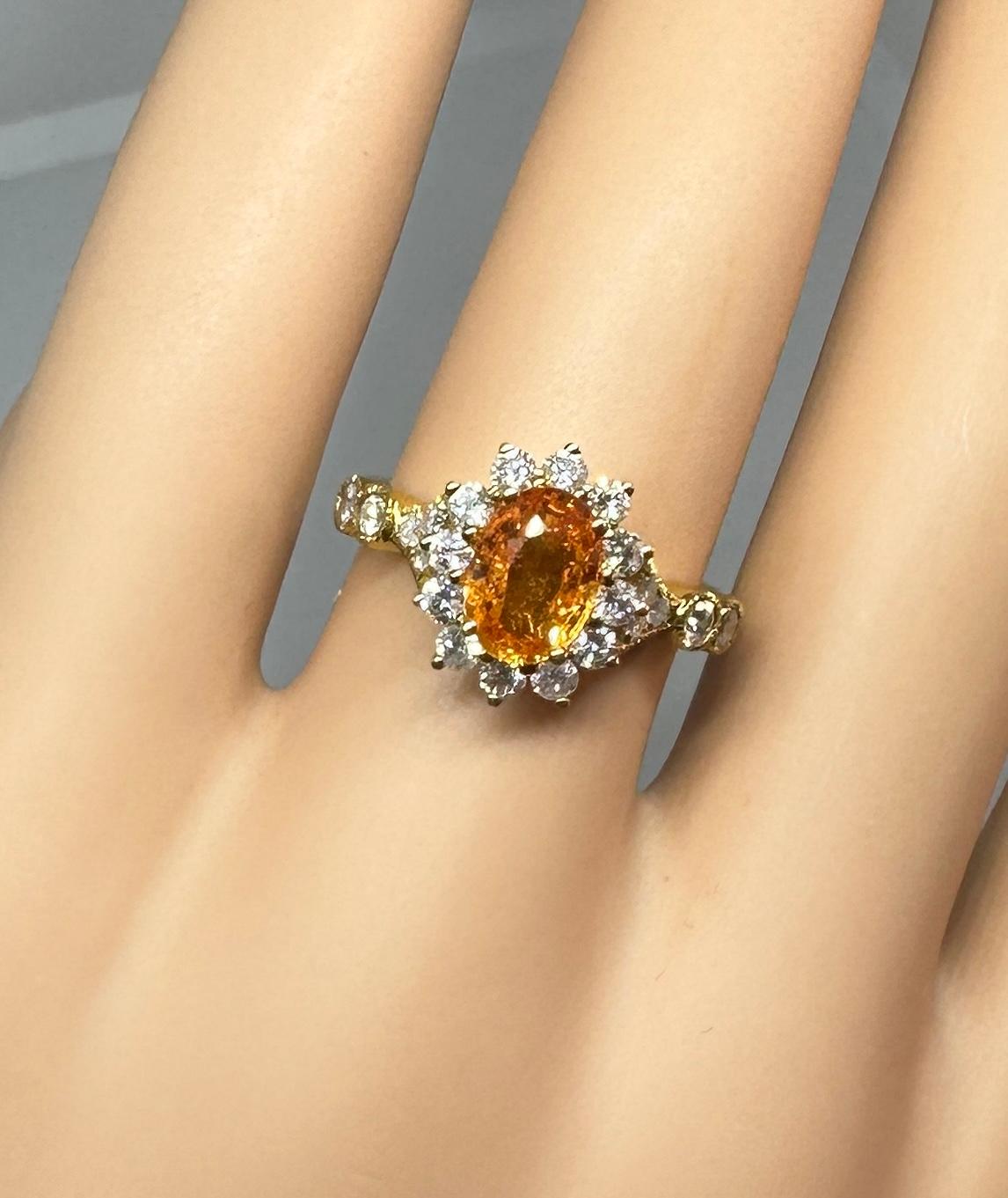 Michael Christoff 1,75 Karat Orange Spessartit Granat Diamantring 18K Gold GIA im Angebot 2