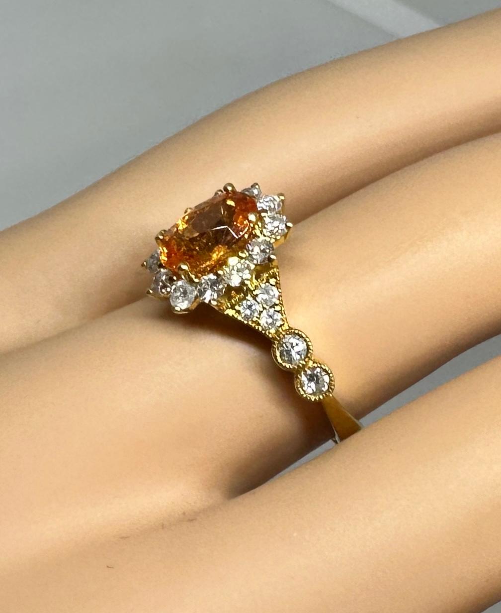Michael Christoff 1,75 Karat Orange Spessartit Granat Diamantring 18K Gold GIA im Angebot 3