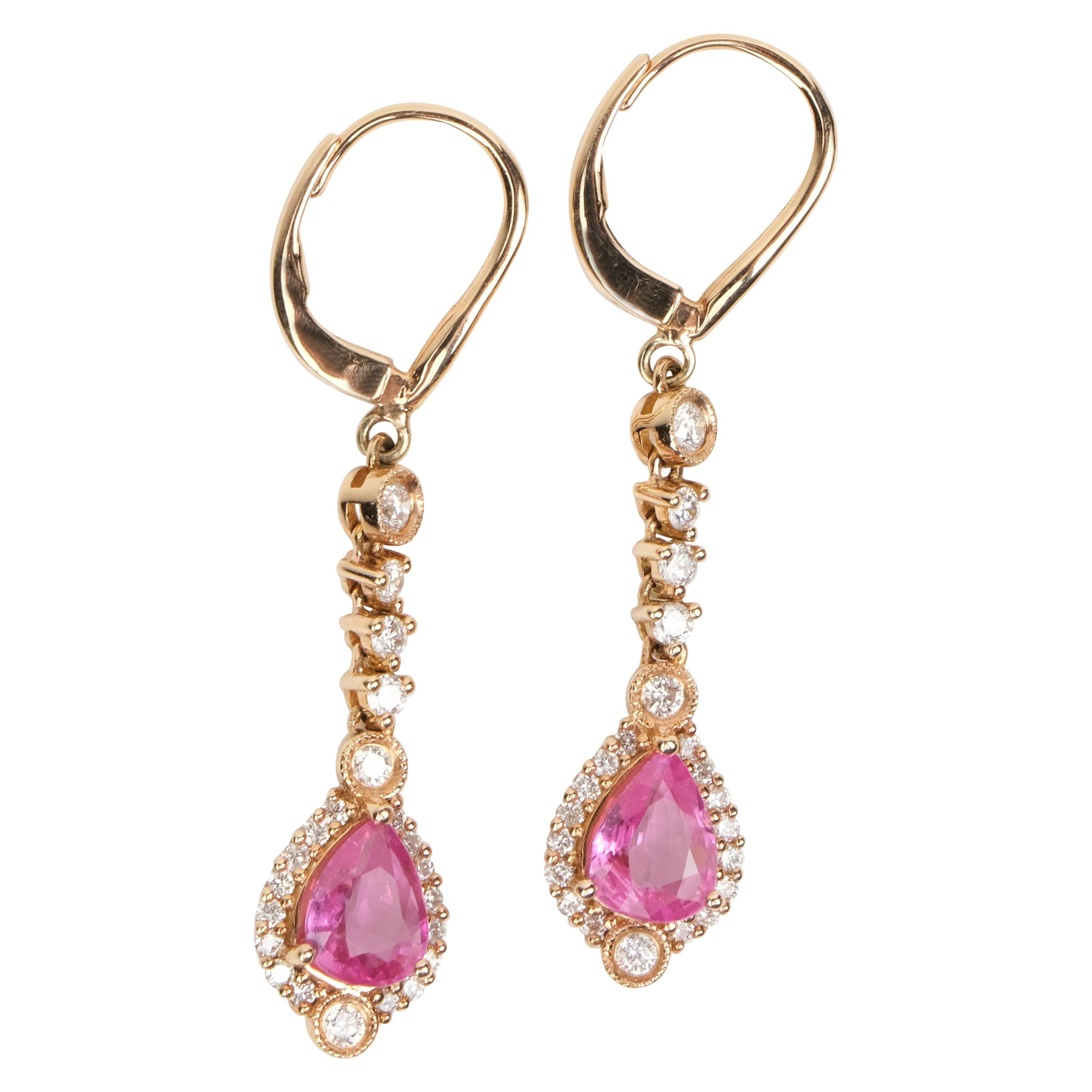 Michael Christoff 18 Karat Sapphire and Diamond Dangle Earrings For Sale