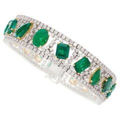 Michael Christoff Bracciale in oro bicolore 18k con diamanti e smeraldi 16,83 ct Em