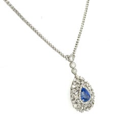Michael Christoff 3.60 Carats Pear Shaped Sapphire and Diamond Necklace