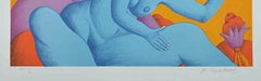 Woman  With a Flower - Original Lithograph by Michael Ciomakov - 1970s