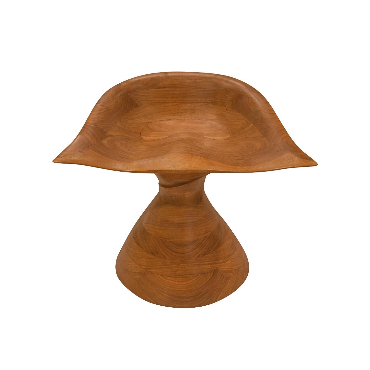 Rare pair of “Belle of the Ball Stools” in hand-carved and sculpted American black walnut blocks by Michael Coffey, American 2007 (each is signed 