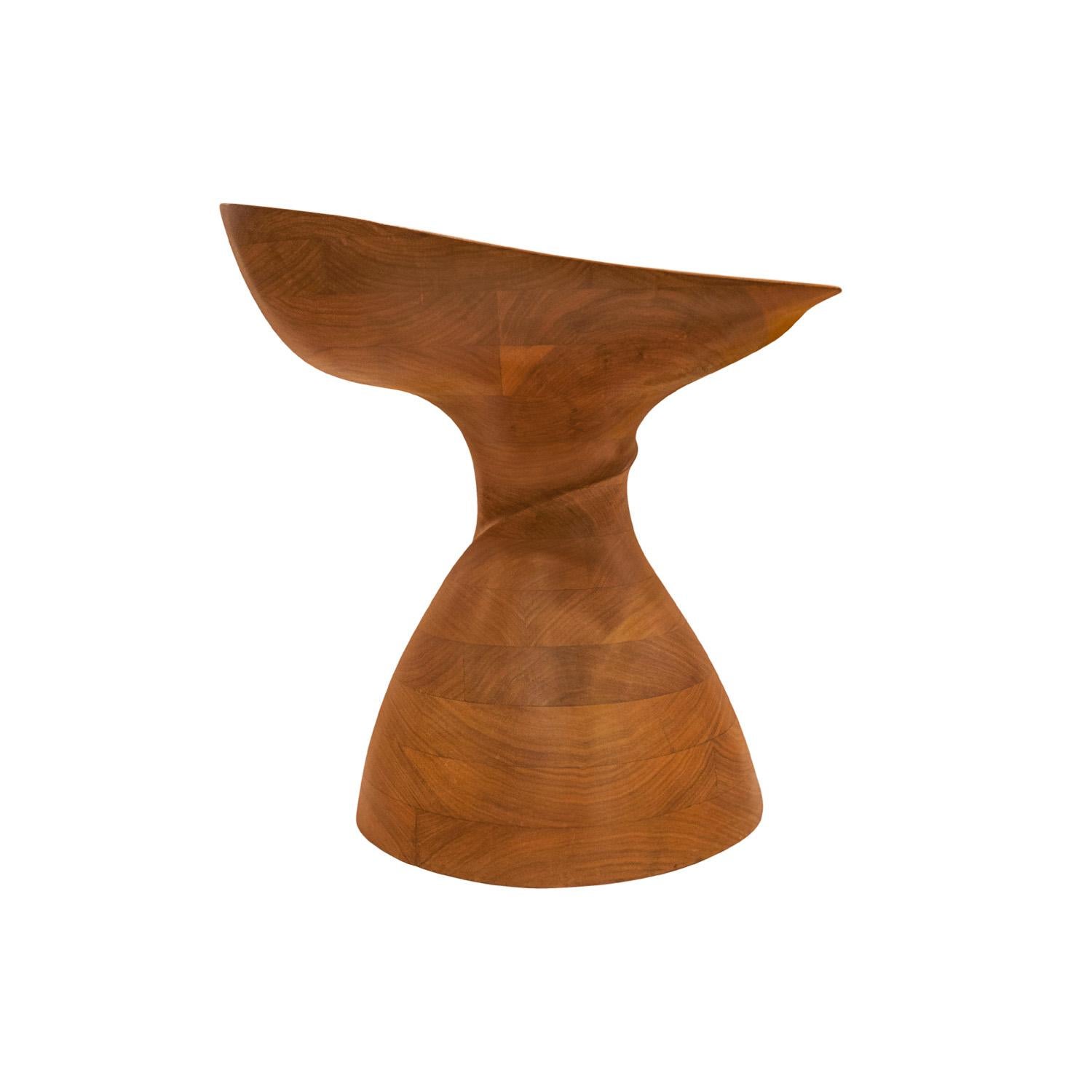 American Michael Coffey Rare Pair of Hand-Carved Stools in Walnut 2007 (Signed) For Sale