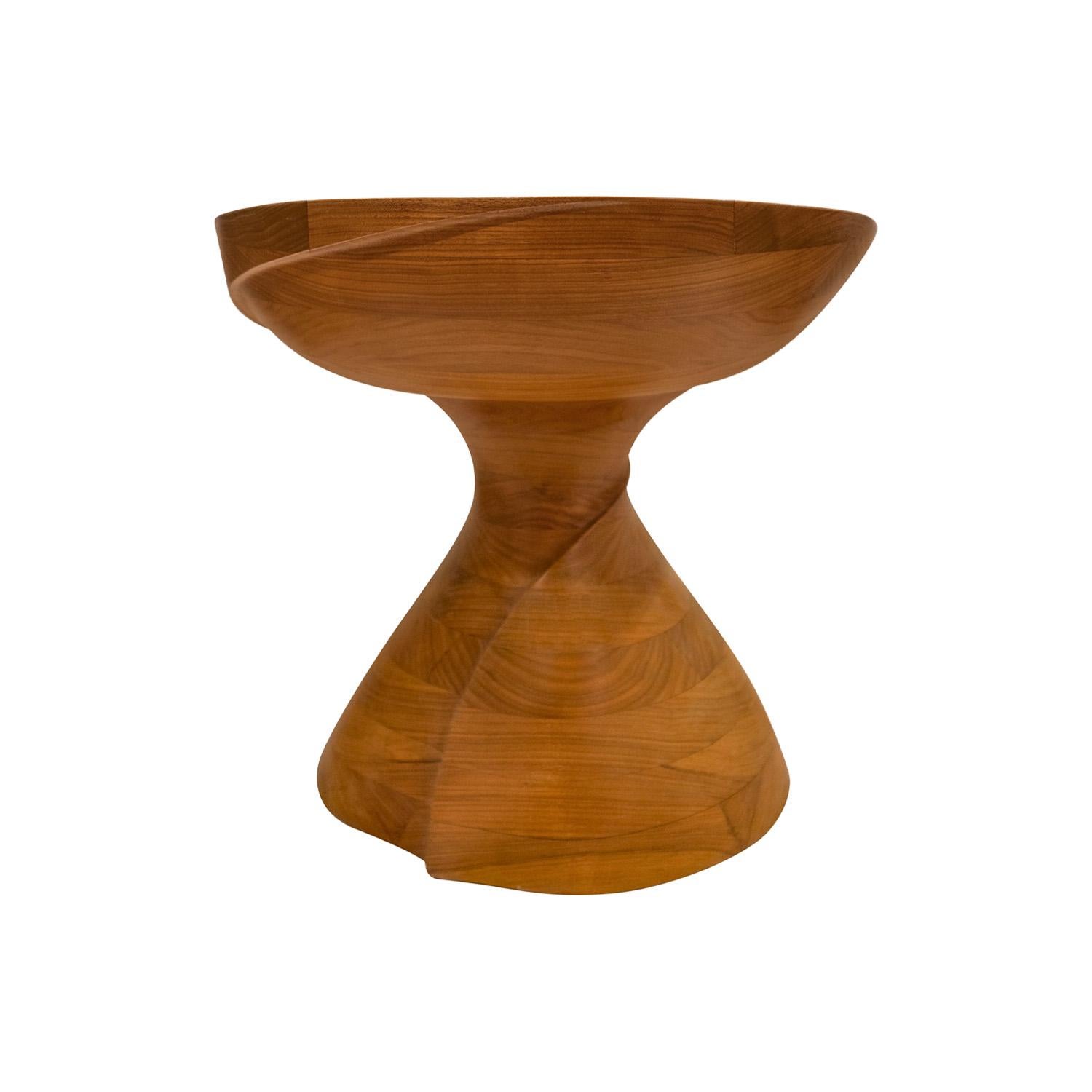 Michael Coffey Rare Pair of Hand-Carved Stools in Walnut 2007 (Signed) In Excellent Condition For Sale In New York, NY