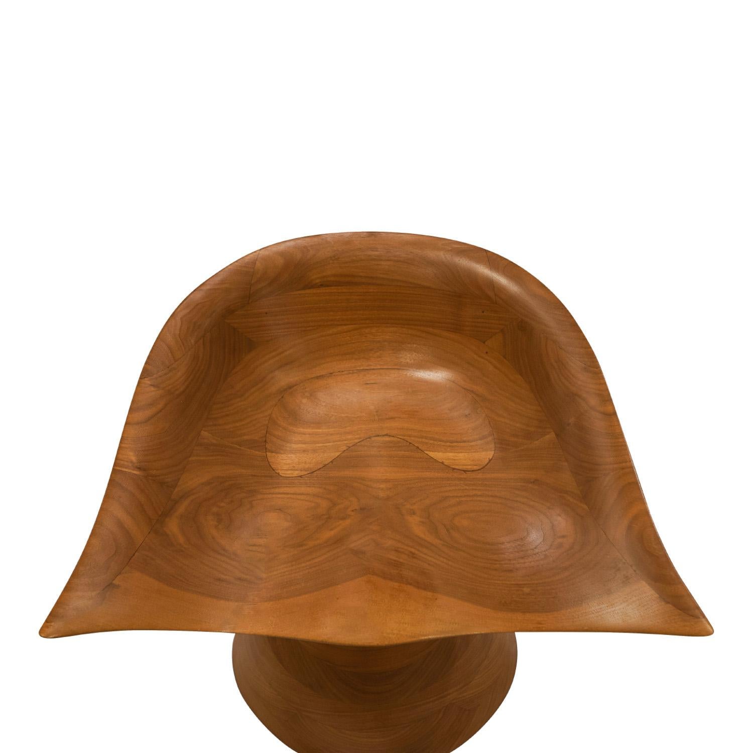 Contemporary Michael Coffey Rare Pair of Hand-Carved Stools in Walnut 2007 (Signed) For Sale