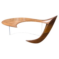 Michael Coffey Mesa de centro moderna contemporánea de madera y lucita firmada Pegaso