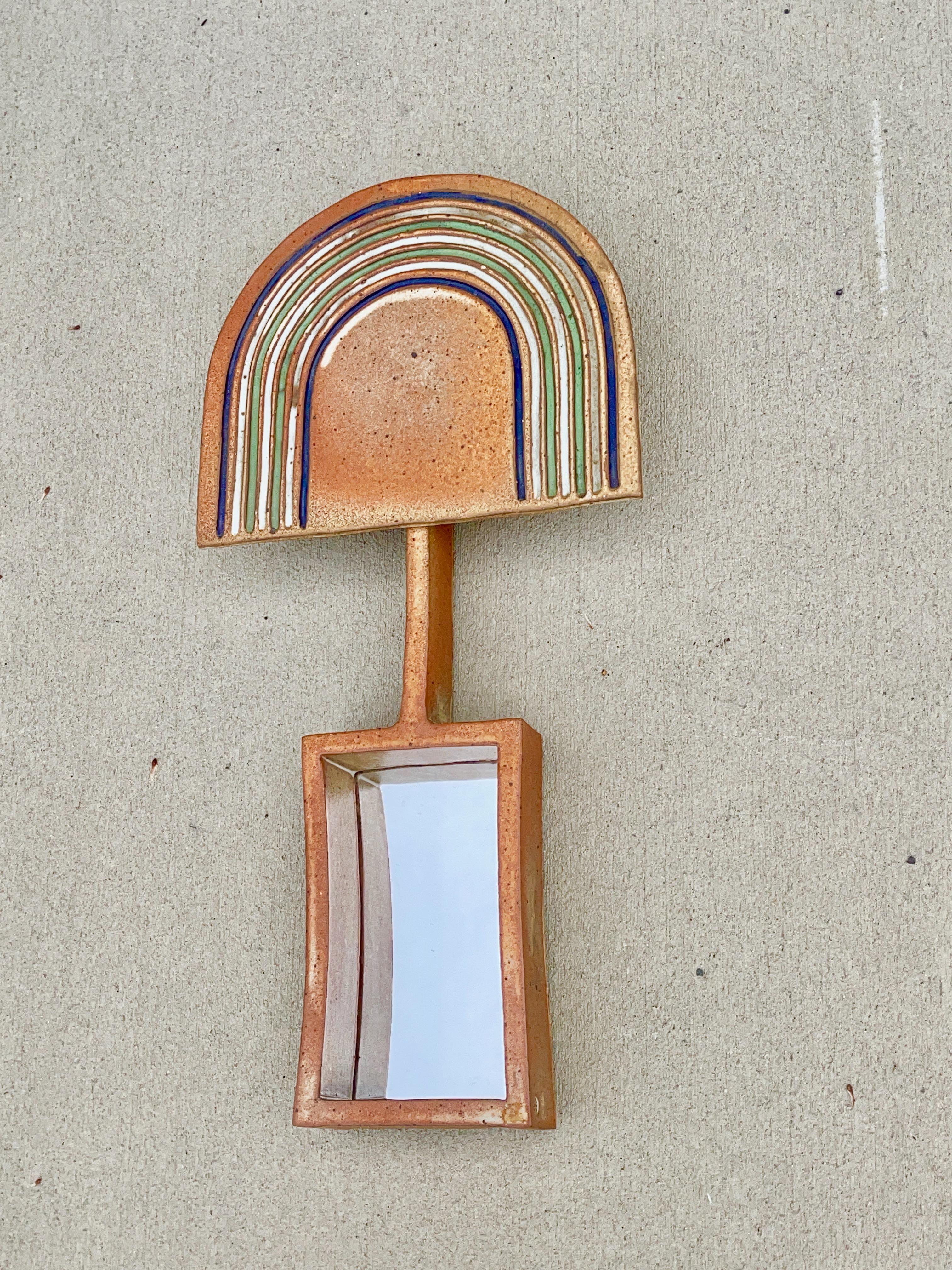Mid-Century Modern Michael Cohen 1970's Ceramic Sculptural Shadowbox Wall Mirror For Sale