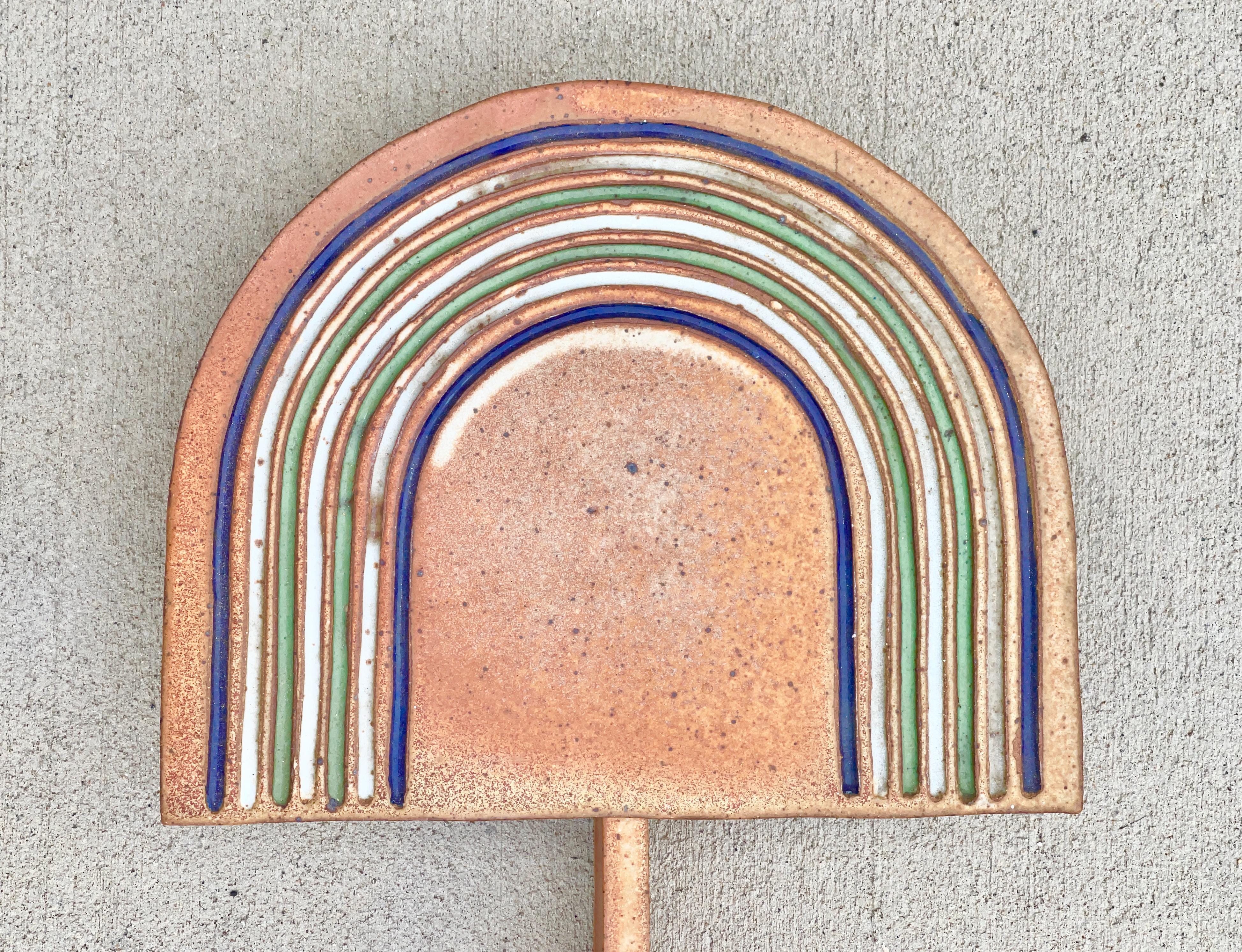 Michael Cohen 1970's Ceramic Sculptural Shadowbox Wall Mirror In Good Condition For Sale In Hanover, MA
