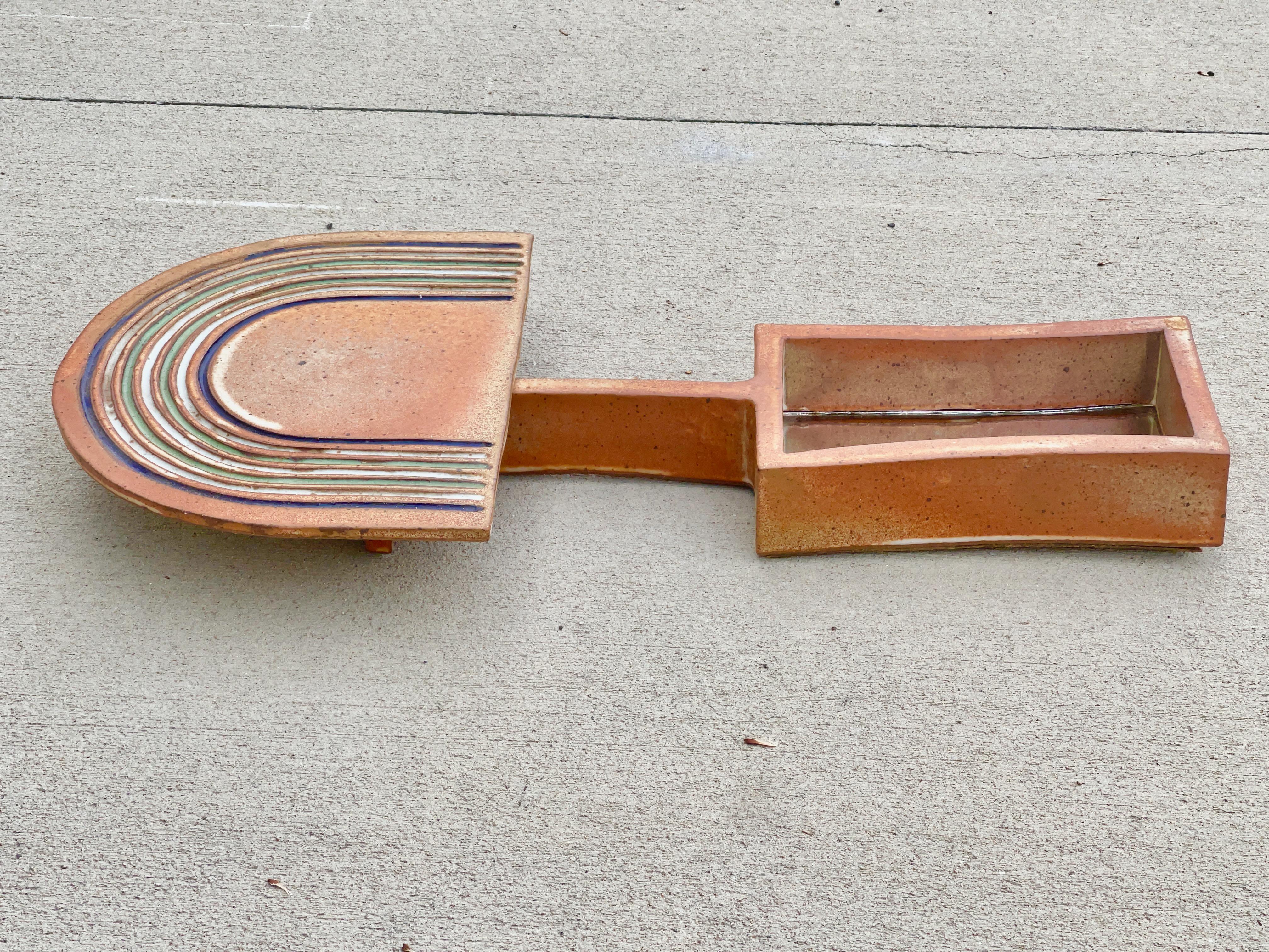 Late 20th Century Michael Cohen 1970's Ceramic Sculptural Shadowbox Wall Mirror For Sale