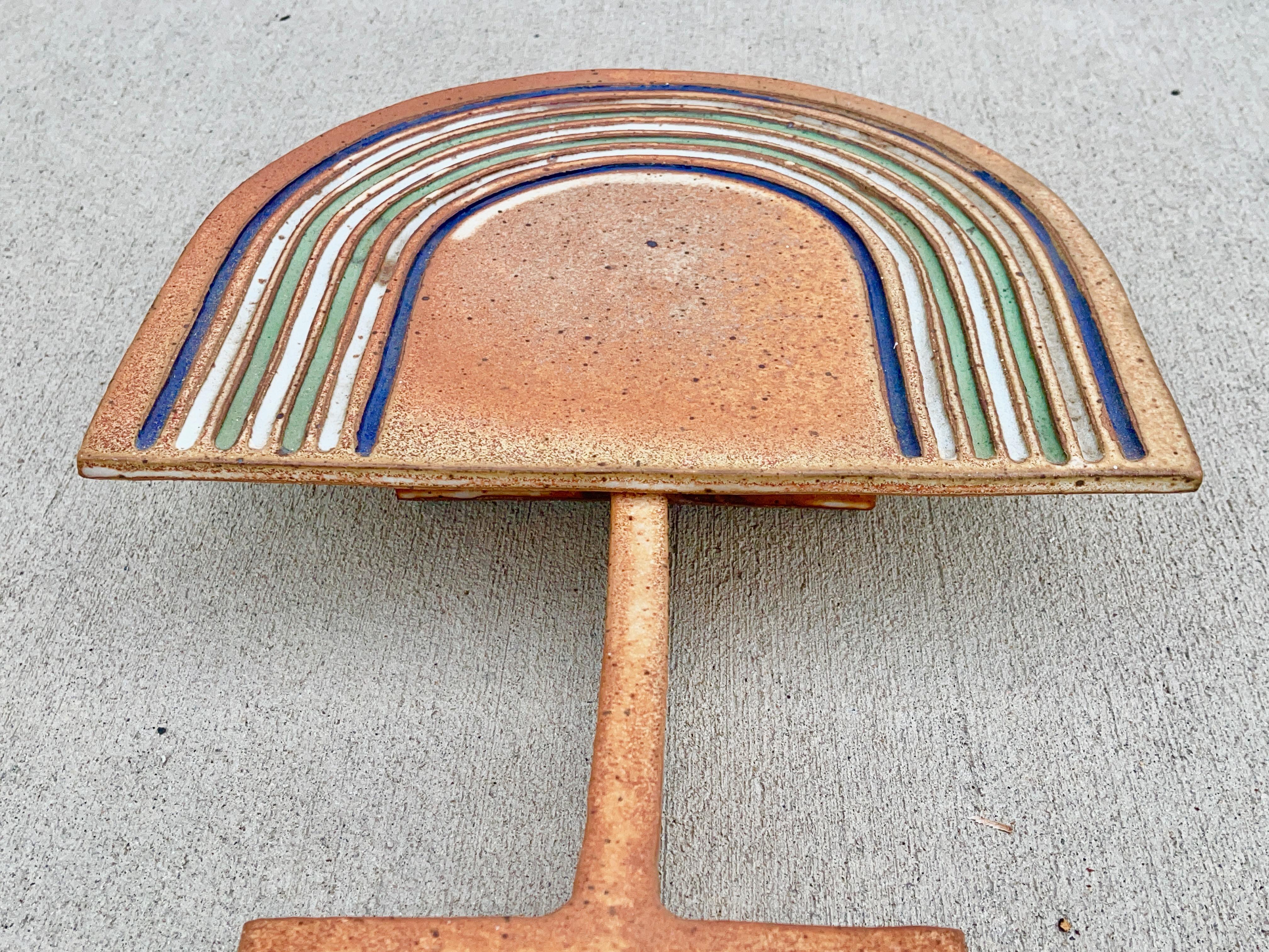 Stoneware Michael Cohen 1970's Ceramic Sculptural Shadowbox Wall Mirror For Sale