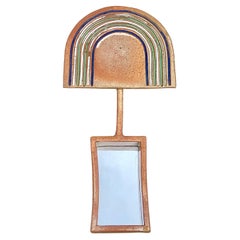 Michael Cohen 1970er Keramik-Skulptur Schattenbox Wandspiegel