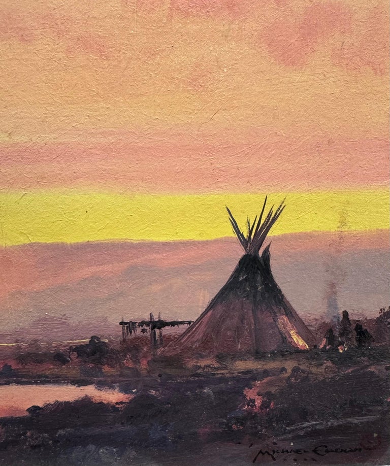 Michael Coleman - American SouthWest INDIAN TEEPEE Tonalist SUNSET