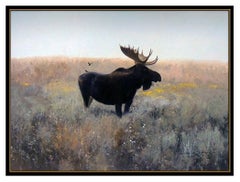 Michael B Coleman Original Oil Painting on Board Moose Landscape Signed Artwork