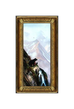 Vintage MICHAEL B. COLEMAN Original Oil Painting on Board Signed Bear Alaska Landscape