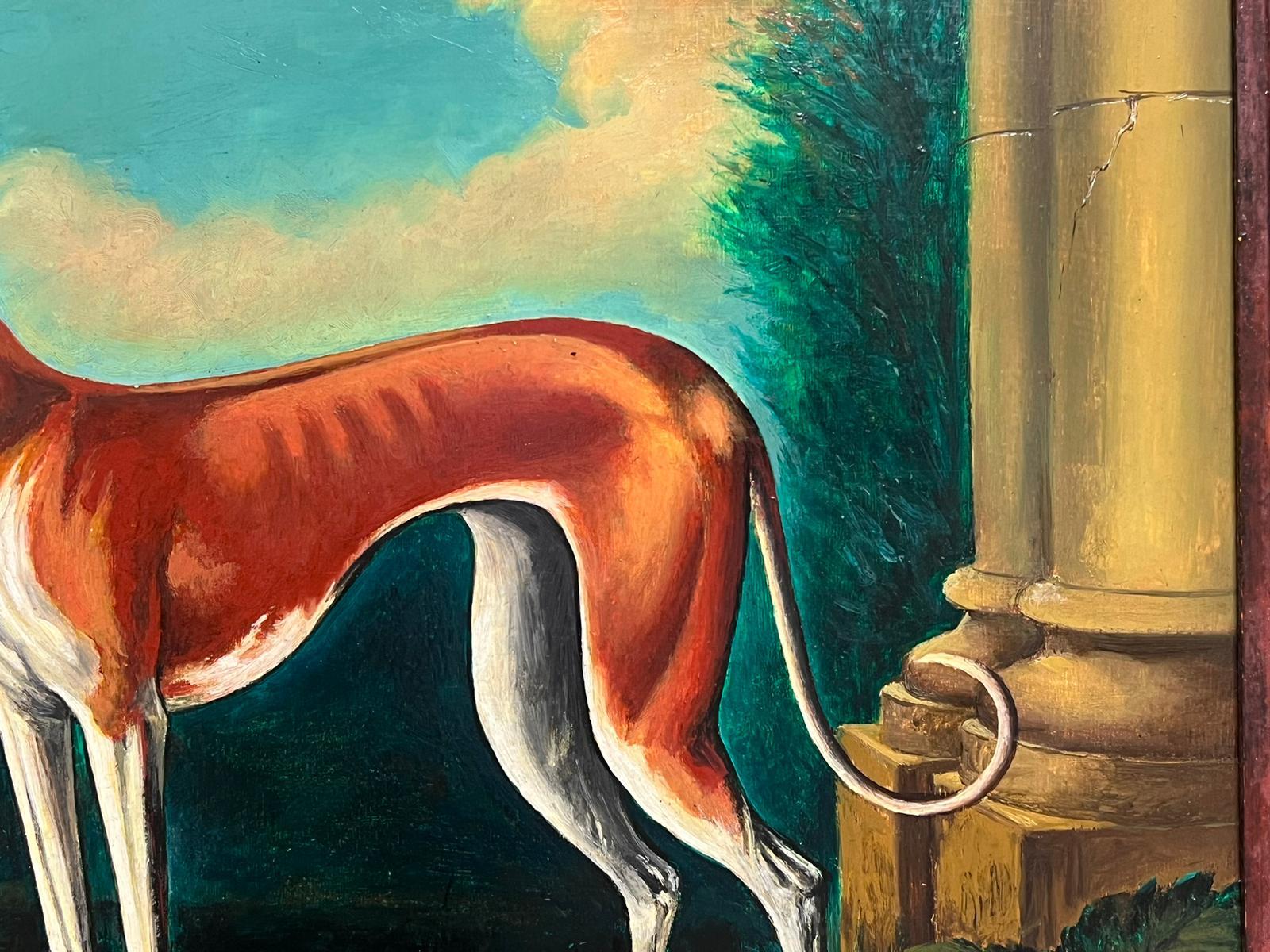 Whippet in Classical Landscape
Michael Constable (20th Century British School)
oil on board, framed
framed: 19 x 25 inches
board: 15 x 21 inches
provenance: private collection, The Cotswolds, England
condition: very good and sound condition