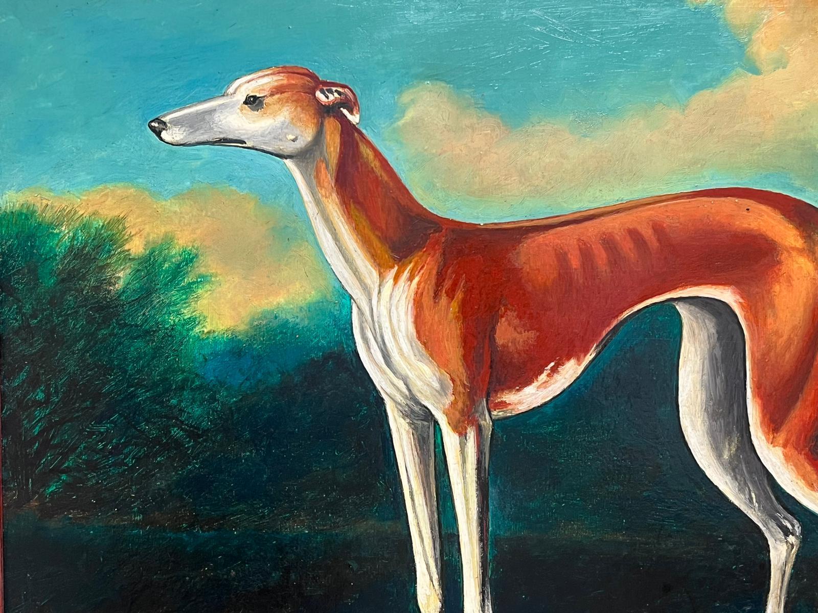 Whippet Greyhound in Classical Landscape Fine British Dog Painting in Oil For Sale 1