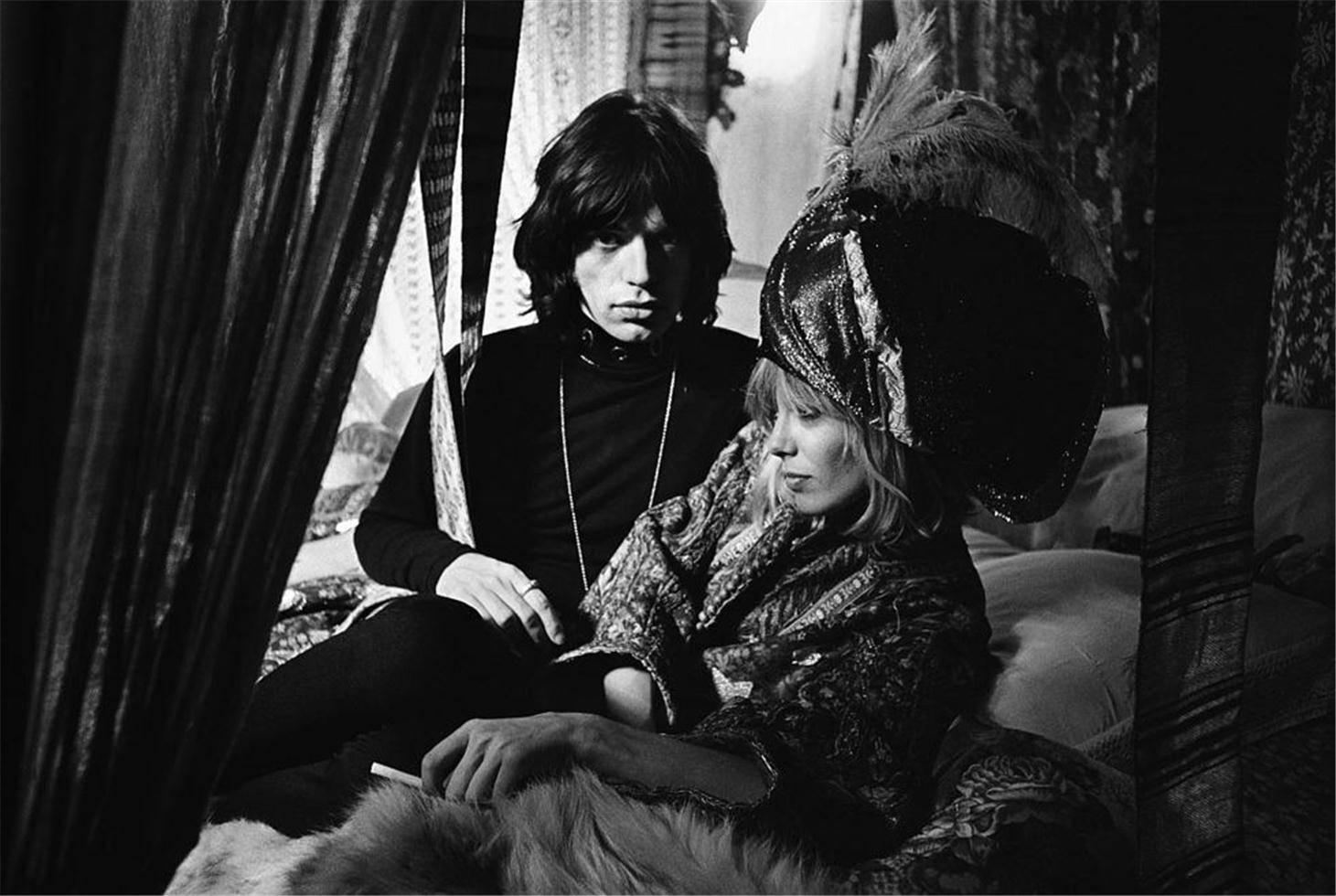 Michael Cooper (b.1941) Black and White Photograph - Mick Jagger & Anita Pallenberg, 1968