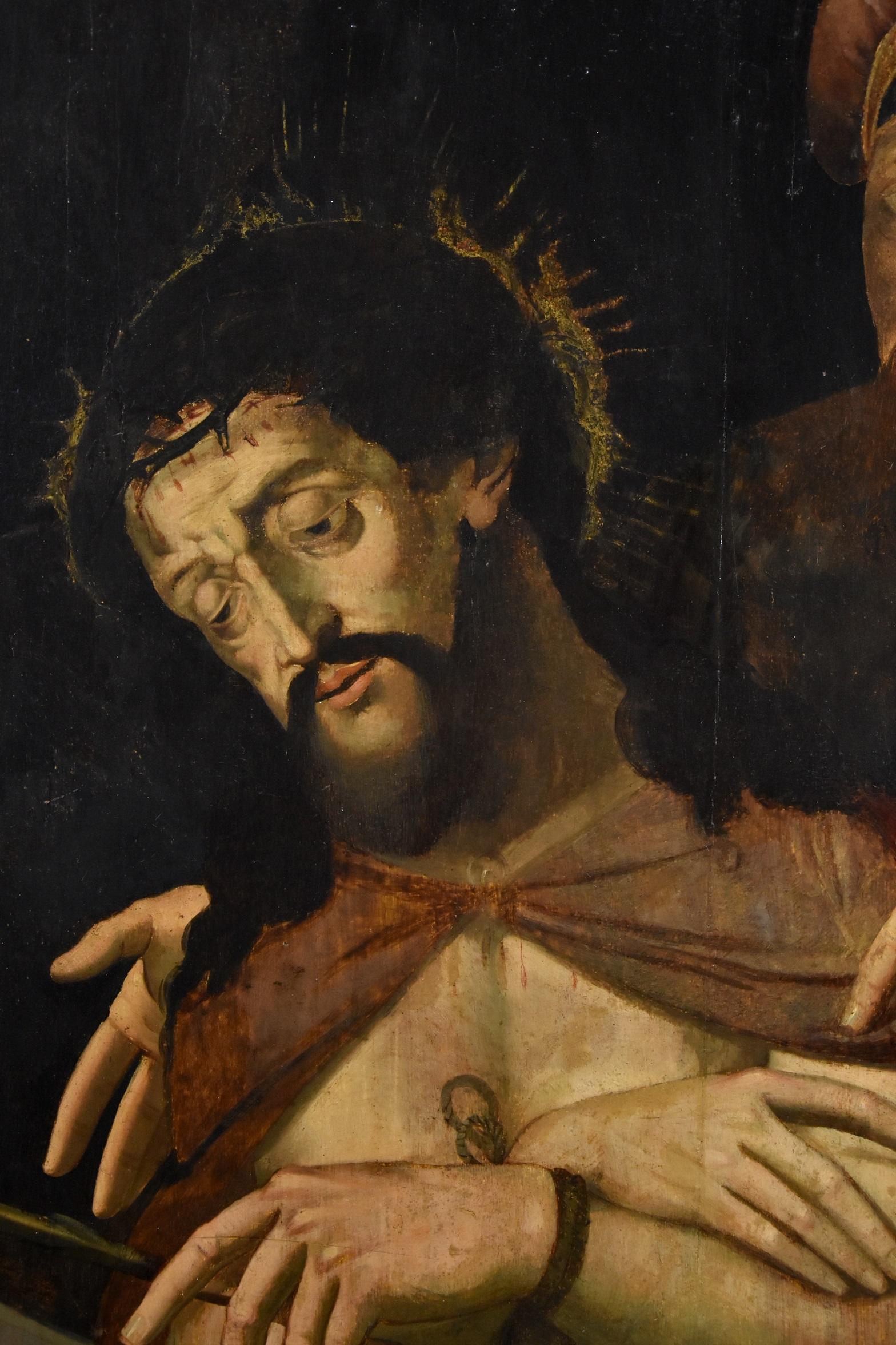 Ecce Homo Masterly 16/17e siècle Peinture Huile sur table Ancien maître Art flamand en vente 1
