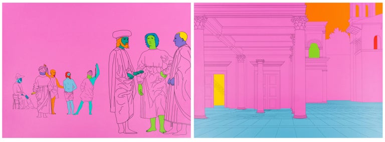 MICHAEL CRAIG-MARTIN
Deconstructing piero (pink), 2004
A pair of screenprints in colours, on wove
Each signed, dated and numbered from the edition of 40
Published by Alan Cristea Gallery, London
Each sheet: 63.0 x 88.5 cm (24.8  x 34.8 in)