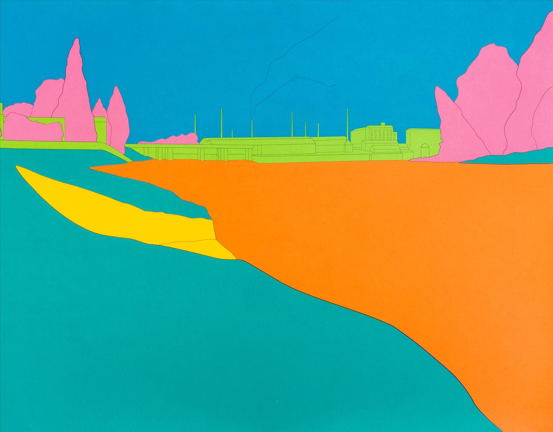 Deconstructing Seurat (turquoise green) -- Screen Print by Michael Craig-Martin 1