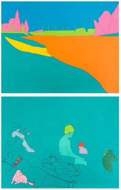 Deconstructing Seurat (turquoise green) -- Screen Print by Michael Craig-Martin