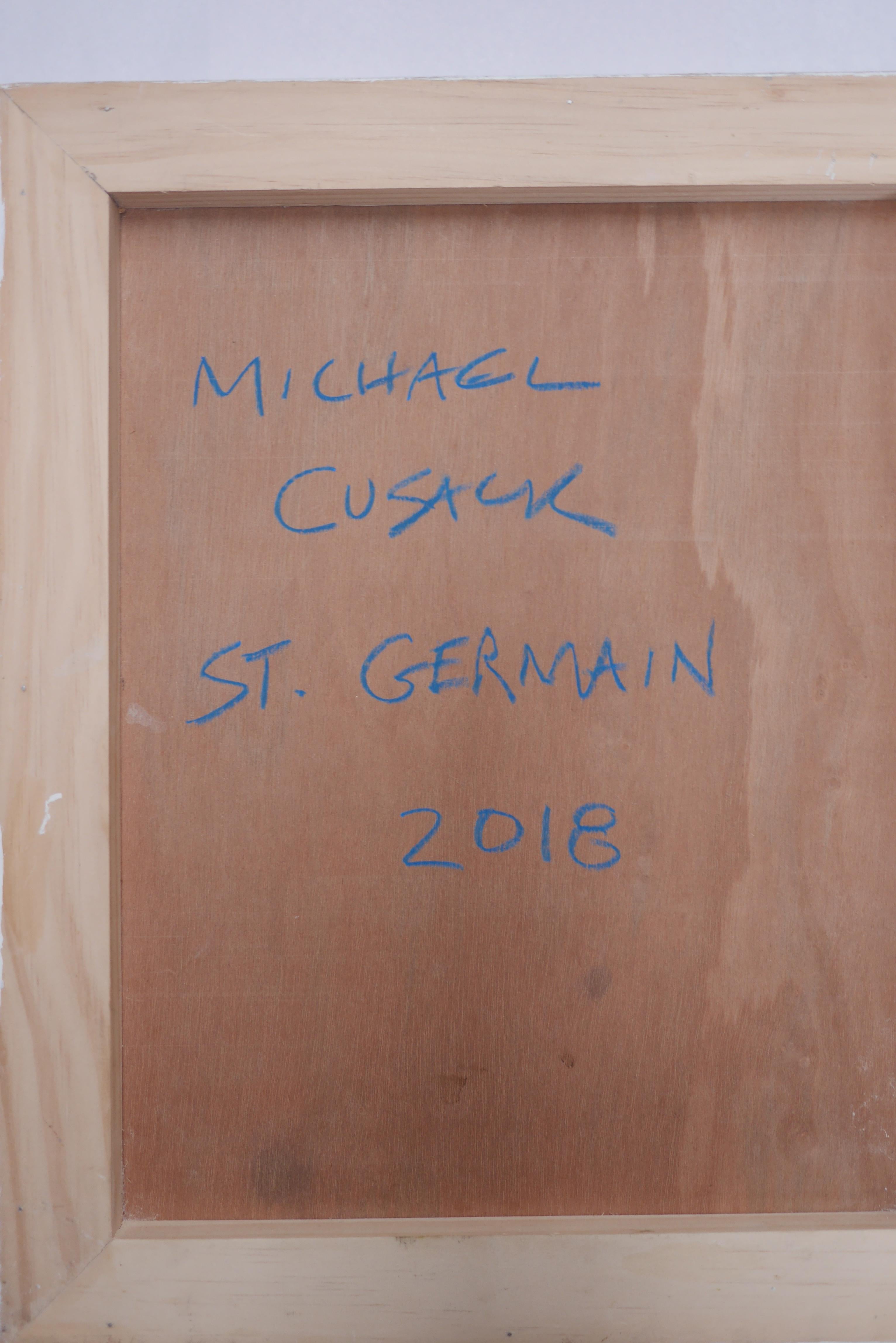 St.Germain (Abstract painting) - Brown Abstract Painting by Michael Cusack