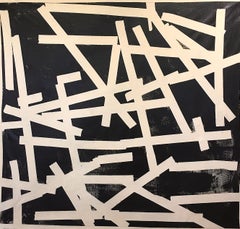 "Beginning to End" - Acrylic Painting- black, white, bold, abstract