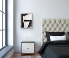 "Looking Back 10 " - Mixed Media Painting- black, white, pink, bold, abstract