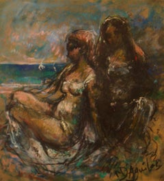 Vintage Girls by the Sea - Mid 20th Century Nude Still Life Oil by Michael D'Aguilar