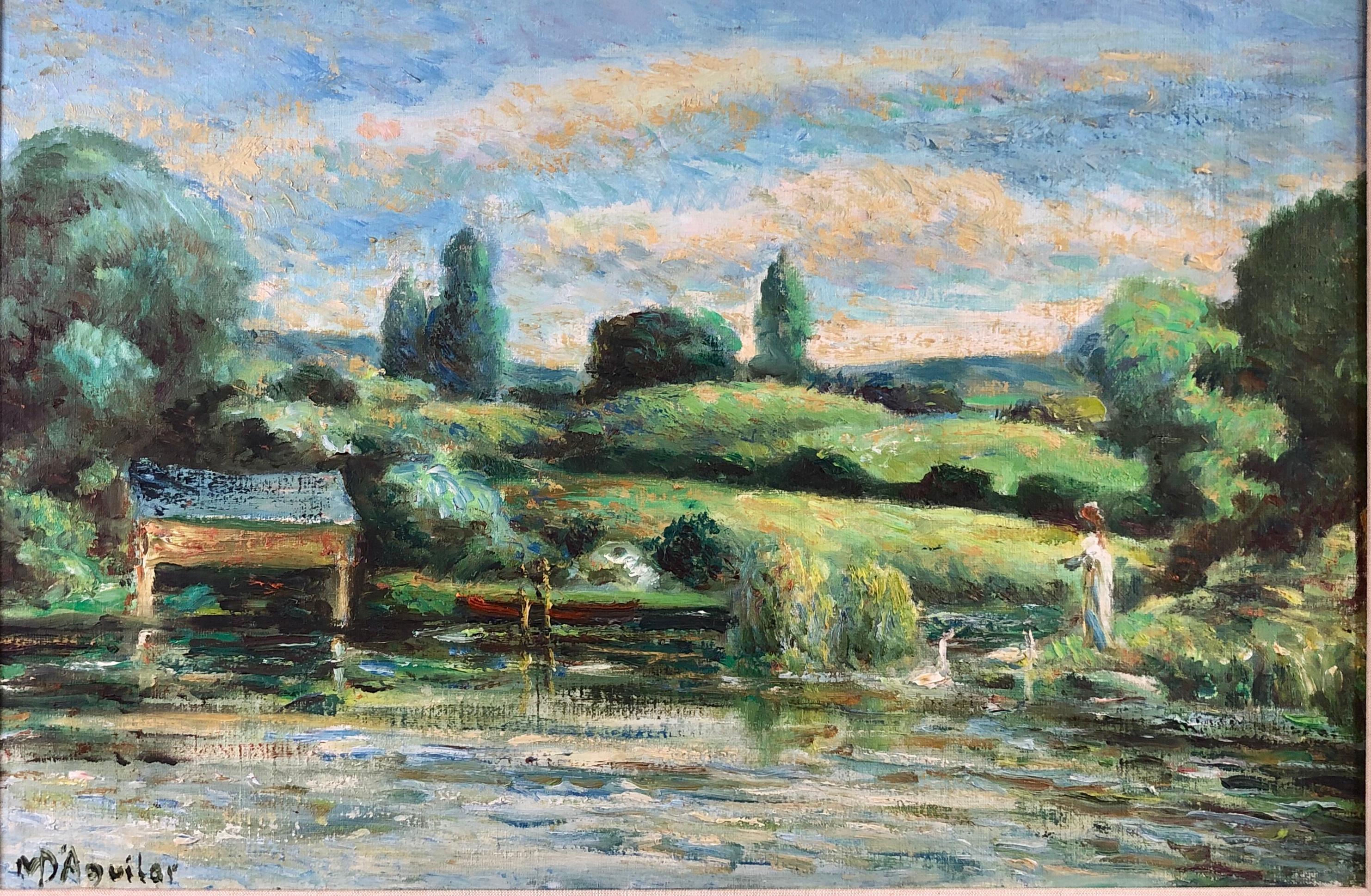 Michael D'Aguilar Landscape Painting - La Calme Au Bord Du Lac