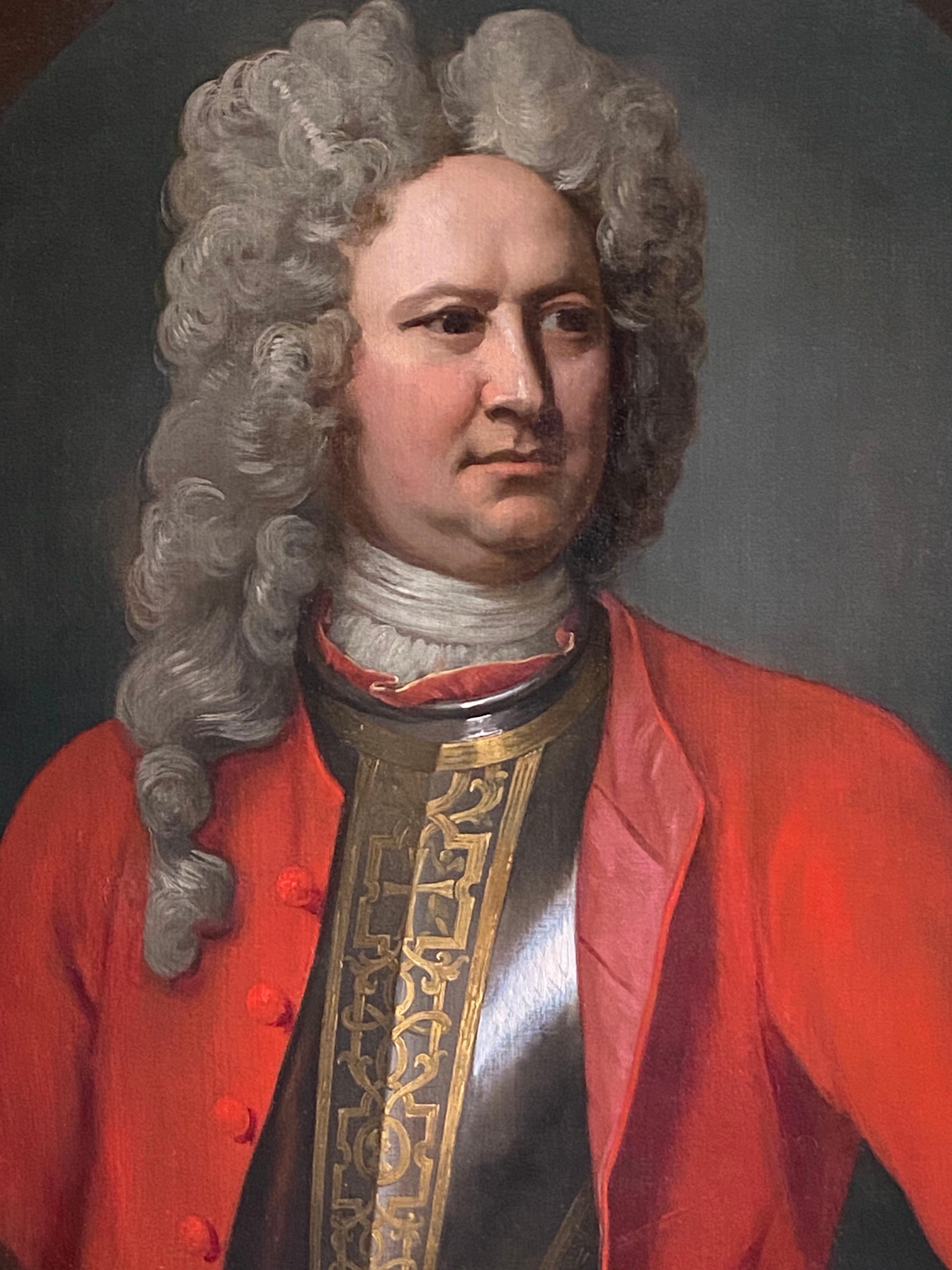 18th CENTURY ENGLISH OIL PORTRAIT OF AN OFFICER  IN A RED COAT - Old Masters Painting by Unknown