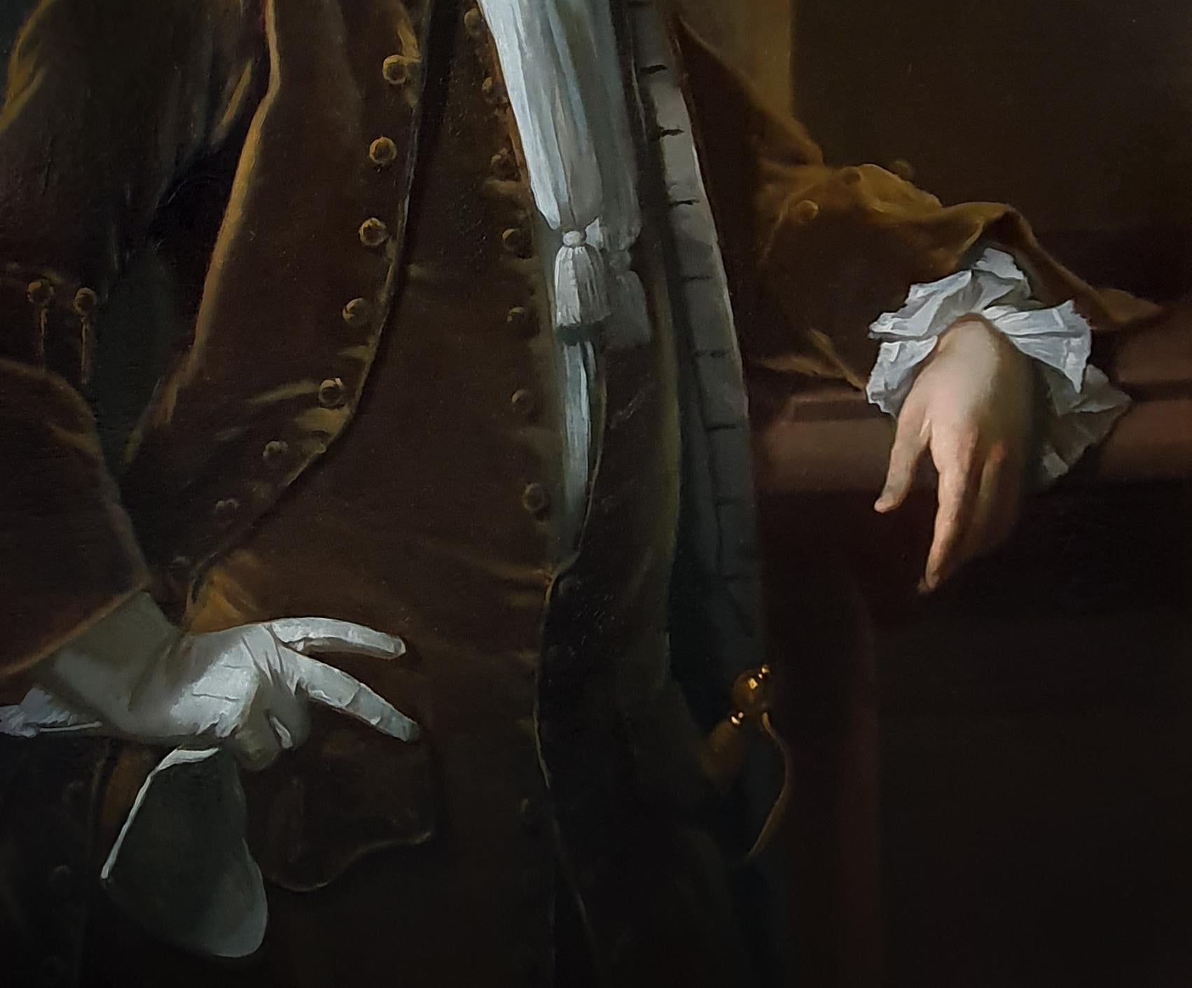 Portrait of a Gentleman Holding Gloves c.1723, Antique Oil Painting MICHAEL DAHL 4