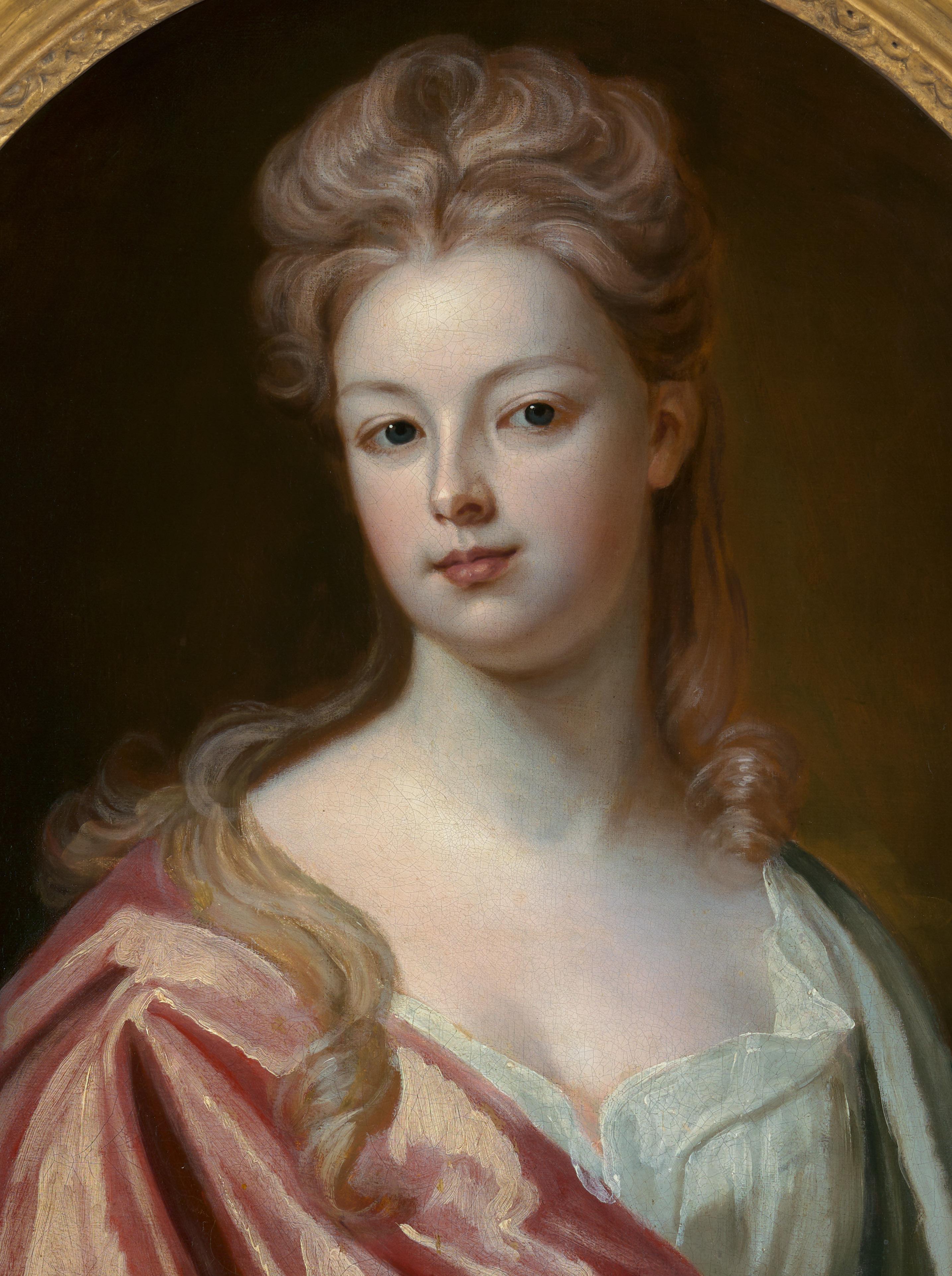 Portrait of a Lady, Mrs Wray in a Silk Dress & Pink Wrap c.1698, Oil on canvas For Sale 2