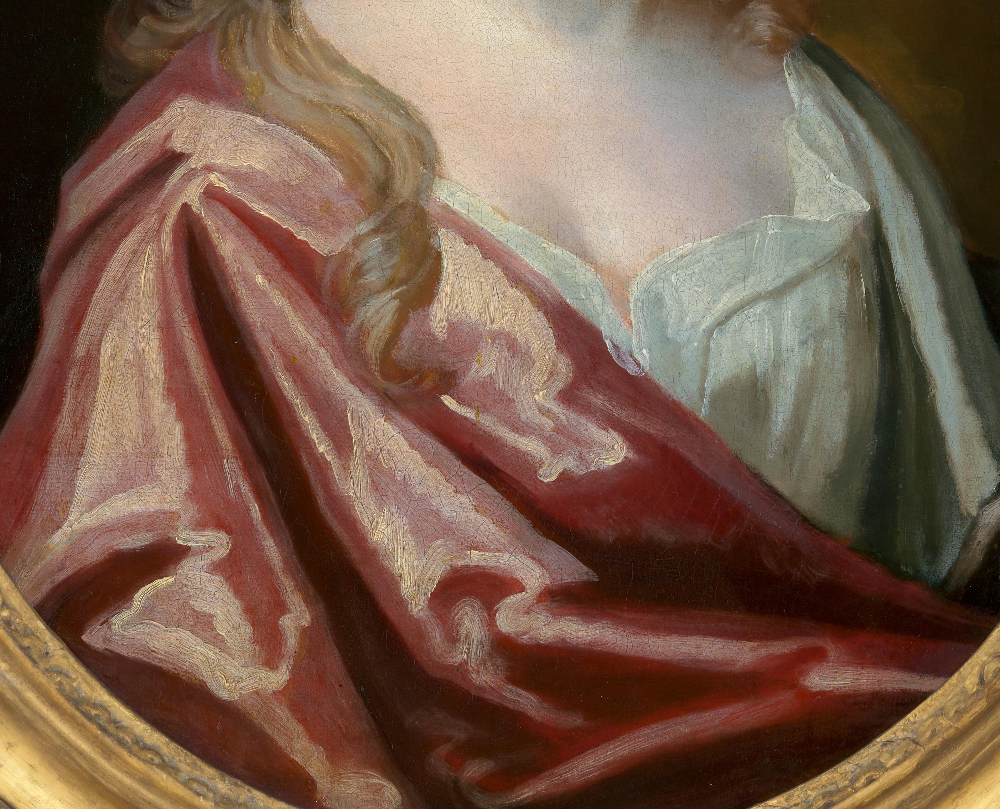 Portrait of a Lady, Mrs Wray in a Silk Dress & Pink Wrap c.1698, Oil on canvas For Sale 4