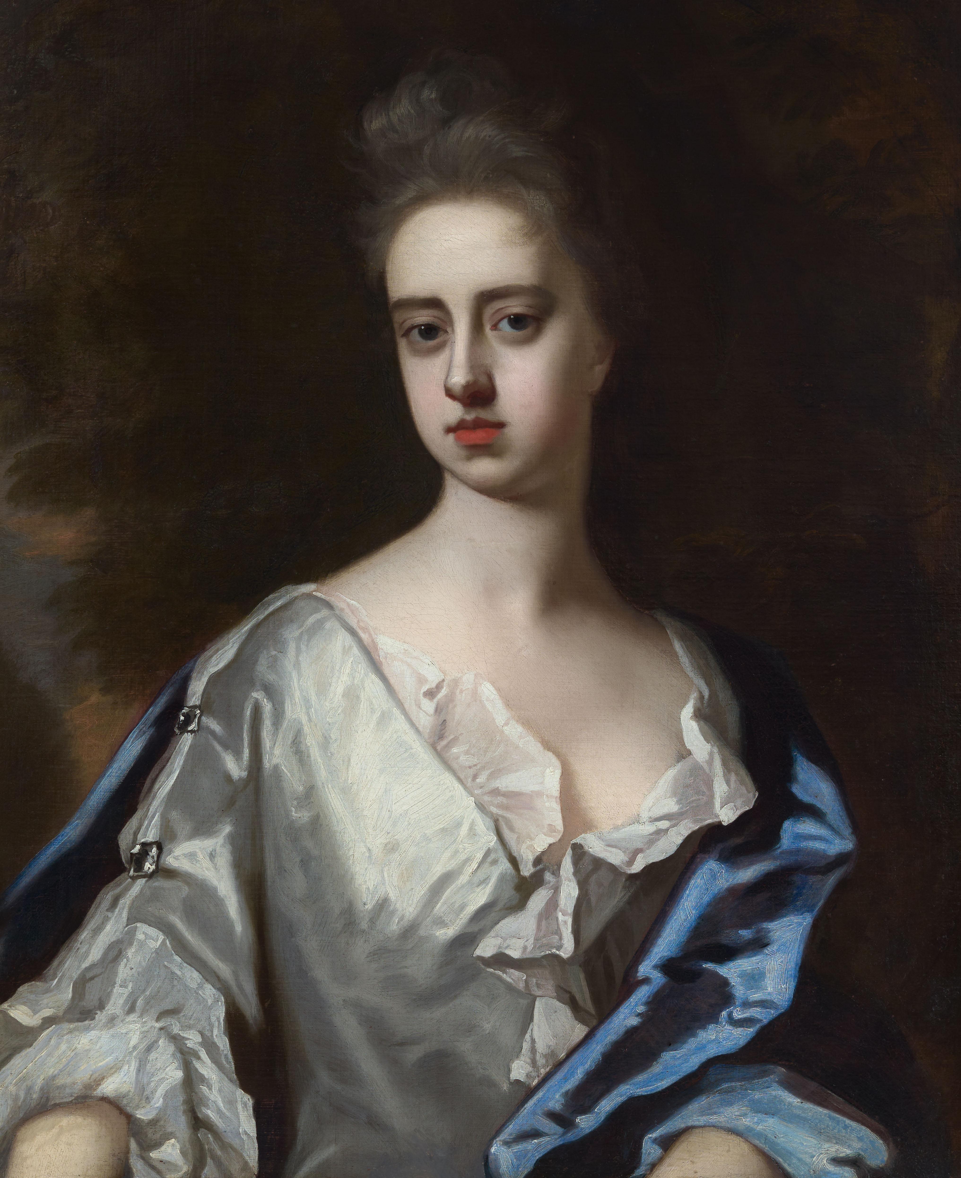 Portrait of a Frances Temple Lady Berkeley in a White Dress and Blue Mantle c.1695
By Michael Dahl (1659-1743)

This elegant and graceful portrait, presented by Titan Fine Art, was painted by Michael Dahl, whom by 1700 became the most successful