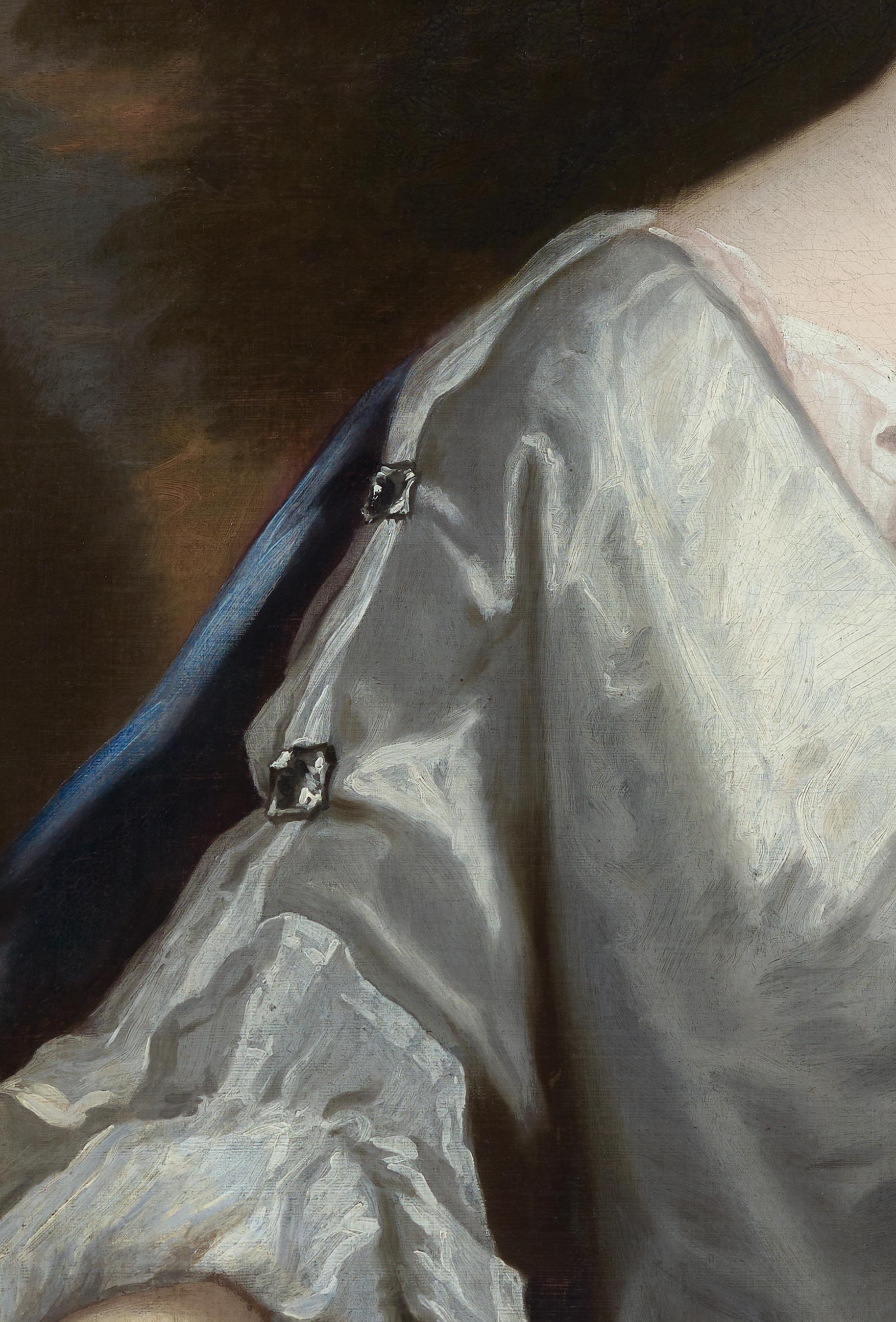 Portrait of a Lady White Dress & Blue Cloak, Frances Temple Lady Berkeley canvas For Sale 3
