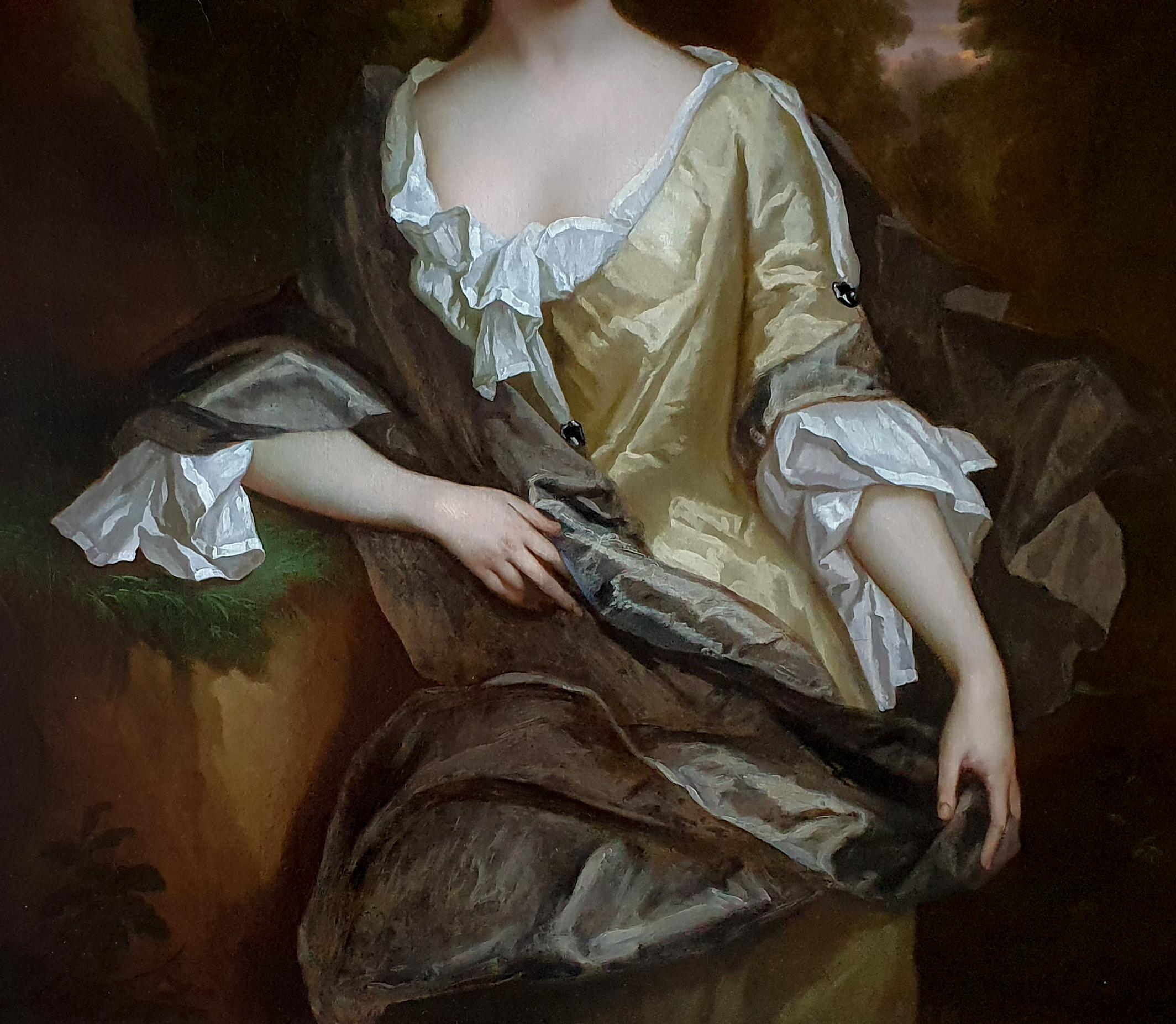 Portrait of Lady Catherine Stanhope Clarke (1675-1728) Antique Oil Painting - Black Portrait Painting by Michael Dahl
