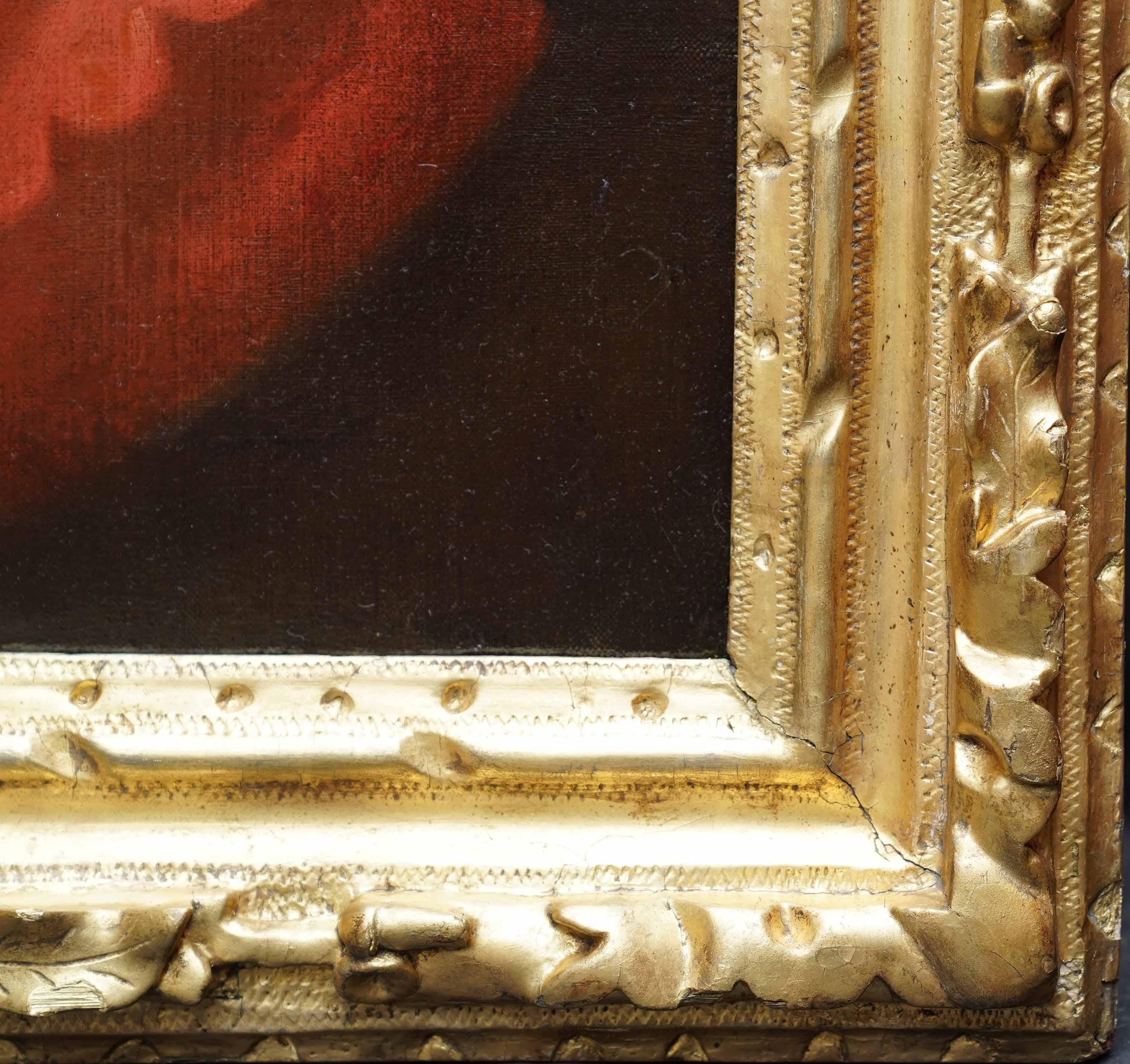 Retrato de Dama vestida de rojo - pintura al óleo femenina de arte del Viejo Maestro británico en venta 3
