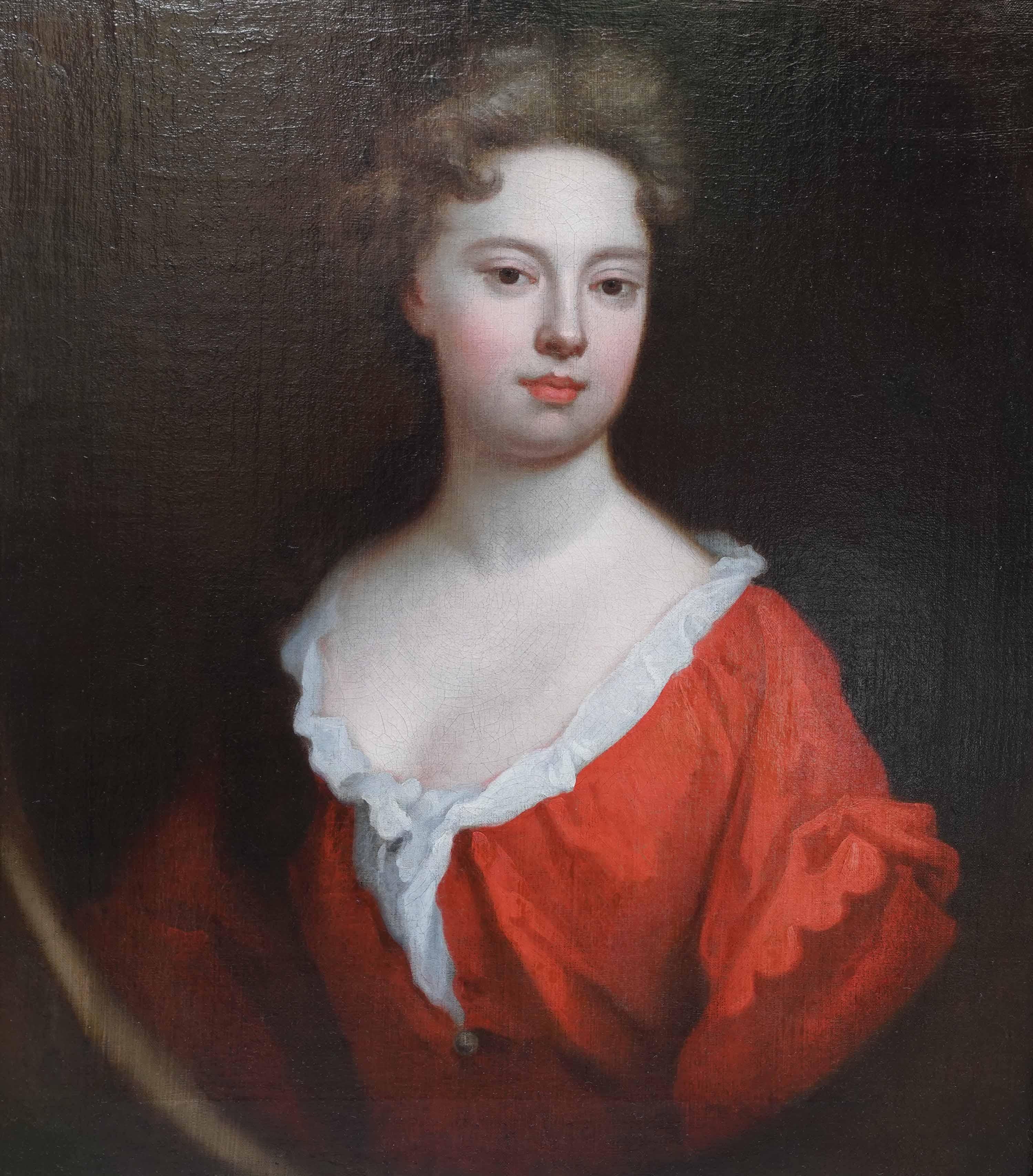 Retrato de Dama vestida de rojo - pintura al óleo femenina de arte del Viejo Maestro británico en venta 4