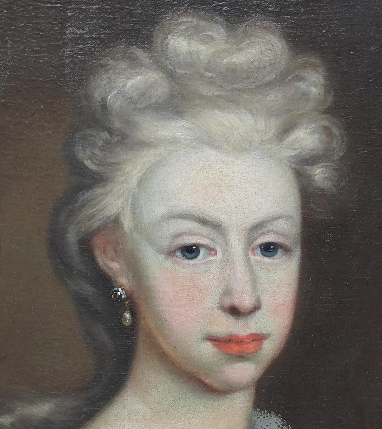 Portrait de femme avec une guirlande de fleurs - Peinture à l'huile de maître ancien britannique du 17ème siècle en vente 4