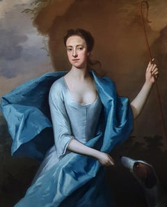Portrait of Miss Lyddell as a Shepherdess c.1710, Antique Oil Painting