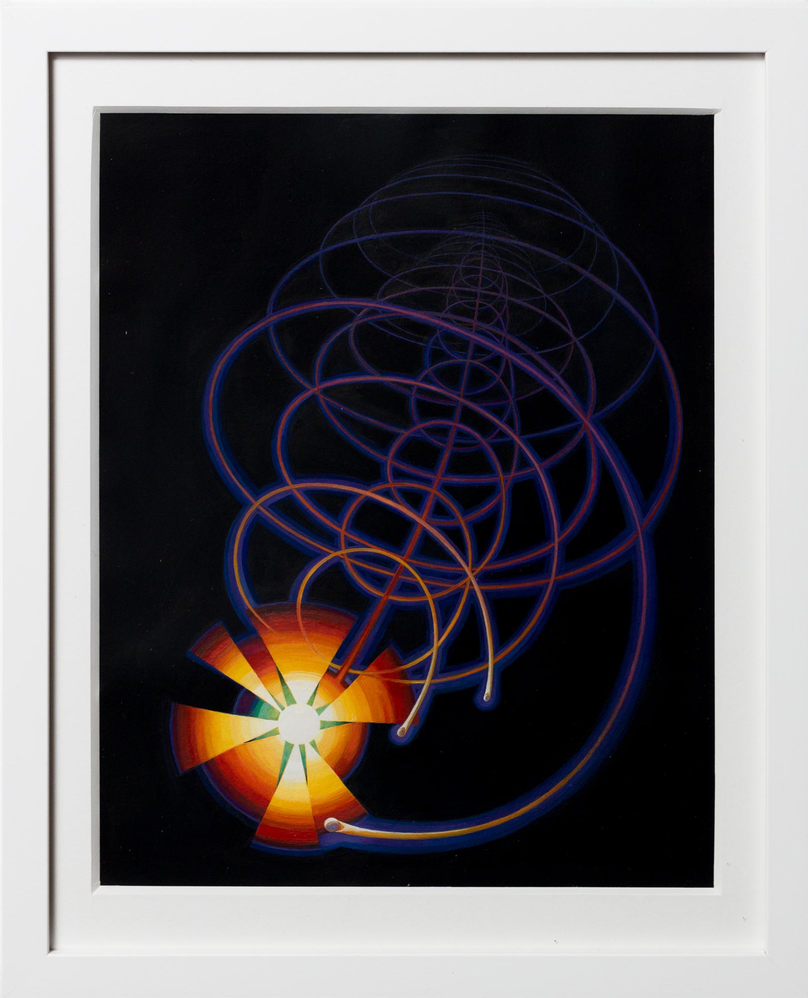 Michael Dandley Abstract Painting – „Fall and Swell“, Gouache auf Papier, Abstraktes Design, Geometrische Abstraktion 