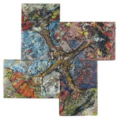 Used Large Michael David Abstract Expressionist Encaustic Painting Museum Exhibited