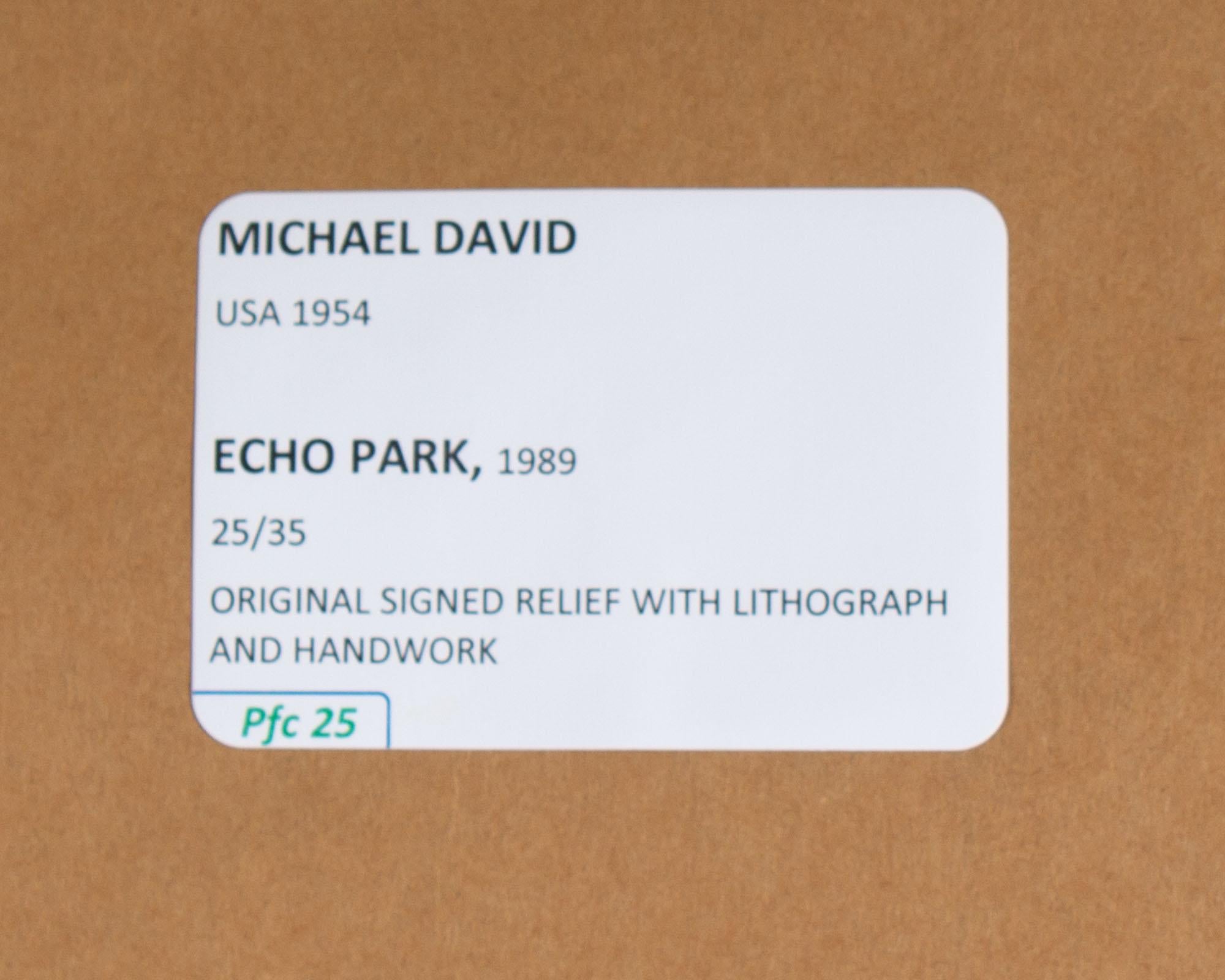 Lithographie abstraite signée par David David en 1985 à Echo Park  en vente 3